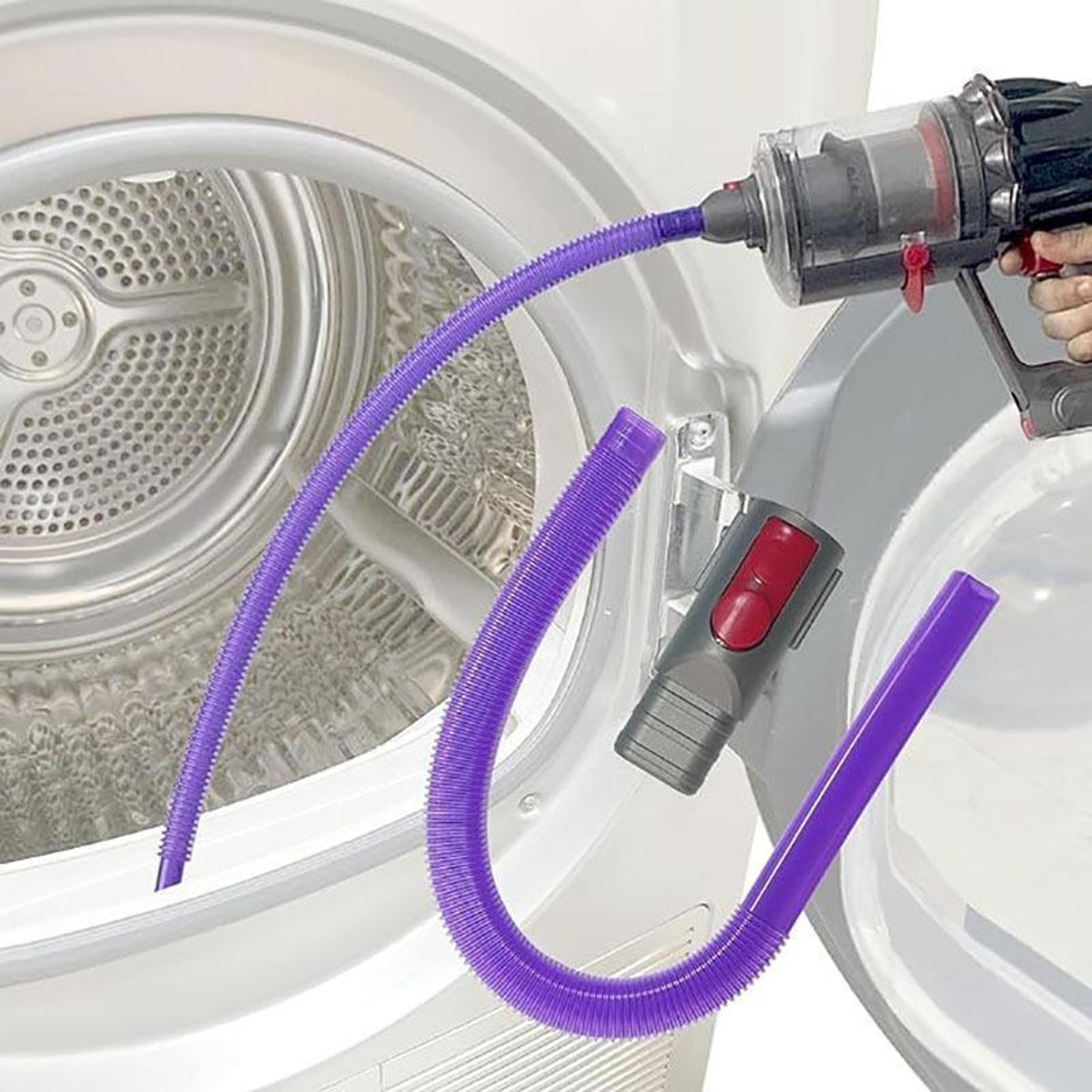 cordless dryer vent cleaning kit with extended vacuum hose, purple