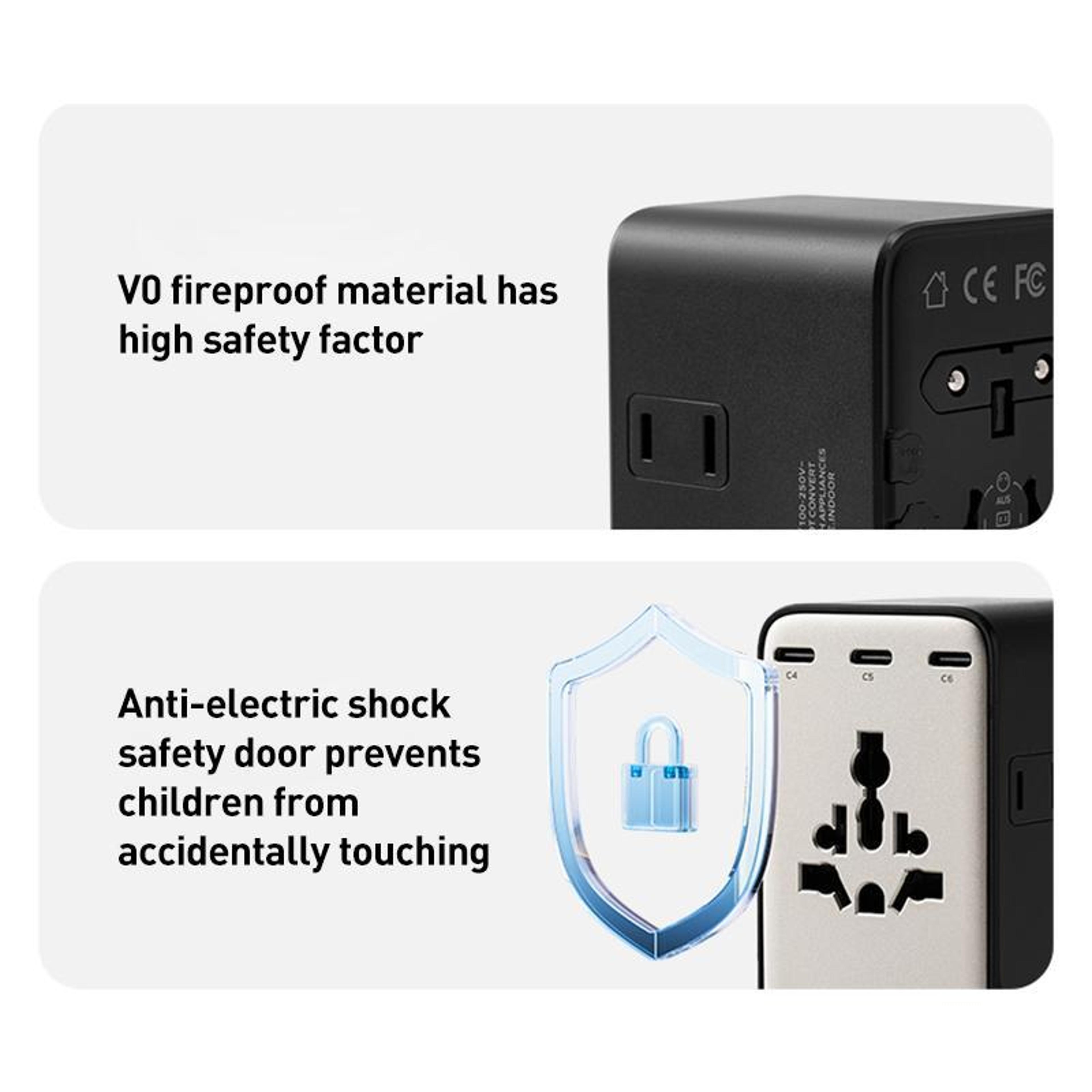 Universal Travel GaN Charger 7 Port Fast Charging Adapter With Dual AC 3