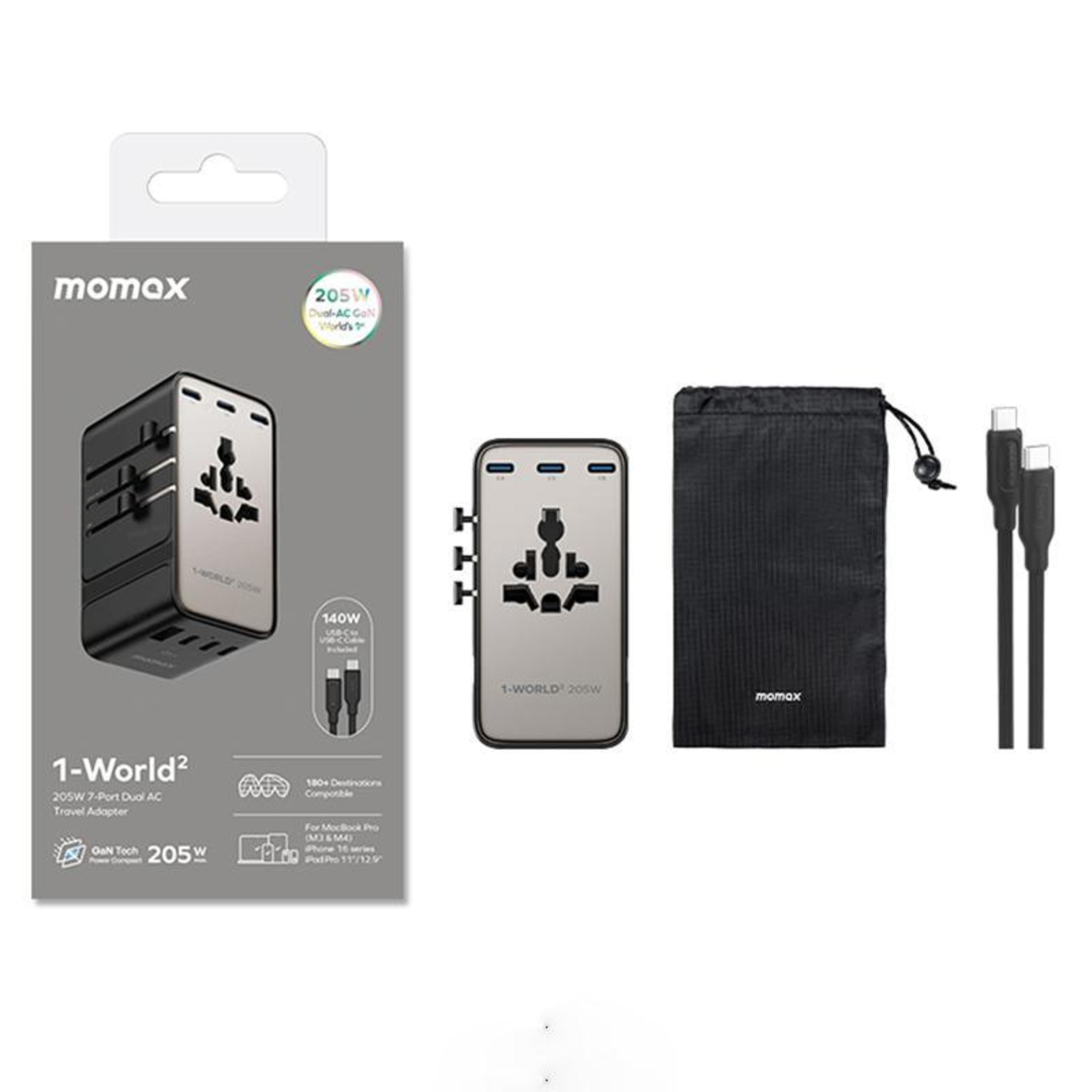 Universal Travel GaN Charger 7 Port Fast Charging Adapter With Dual AC 4