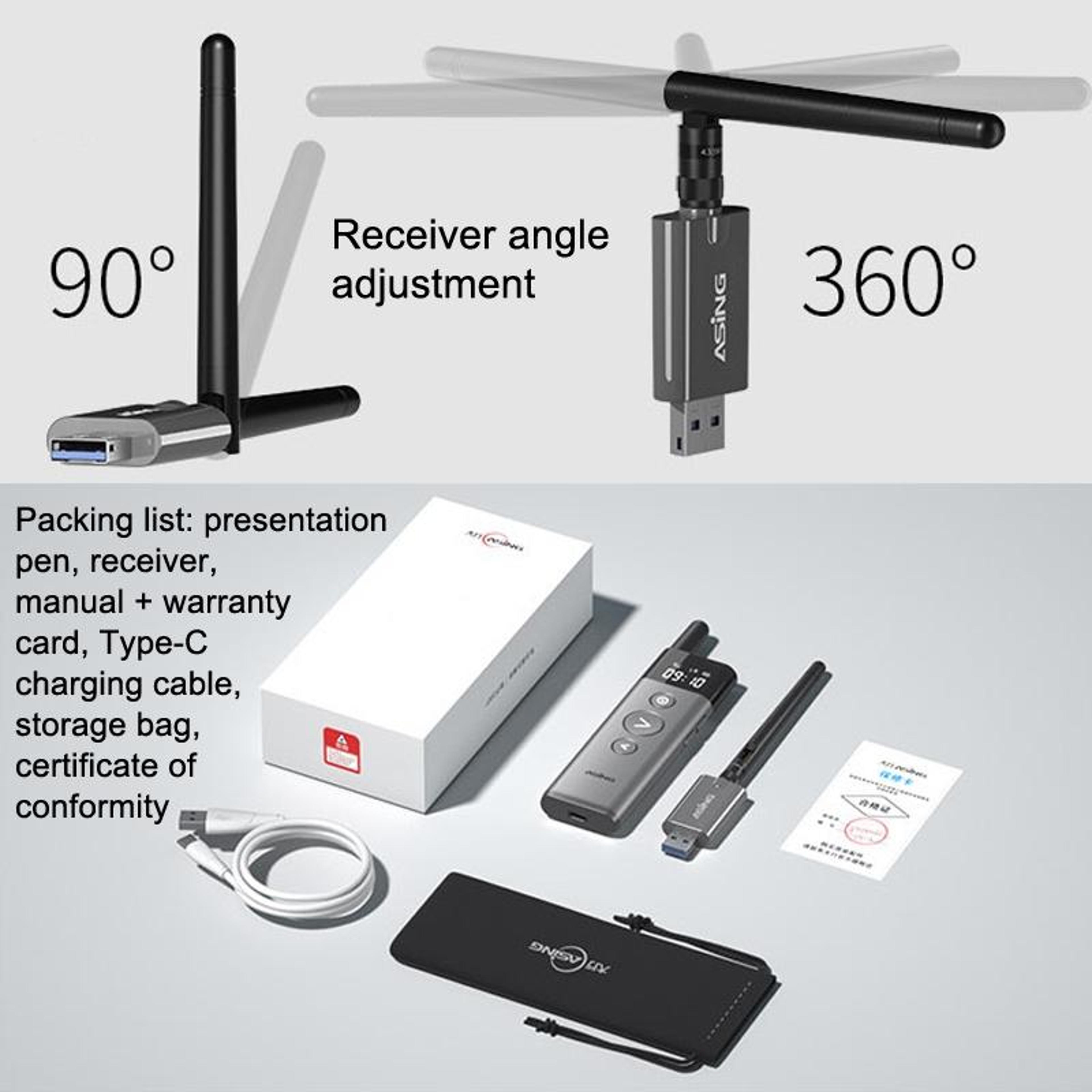 Wireless Presentation Clicker With Green Laser Pointer 300m Range USB PowerPoint Remote 1