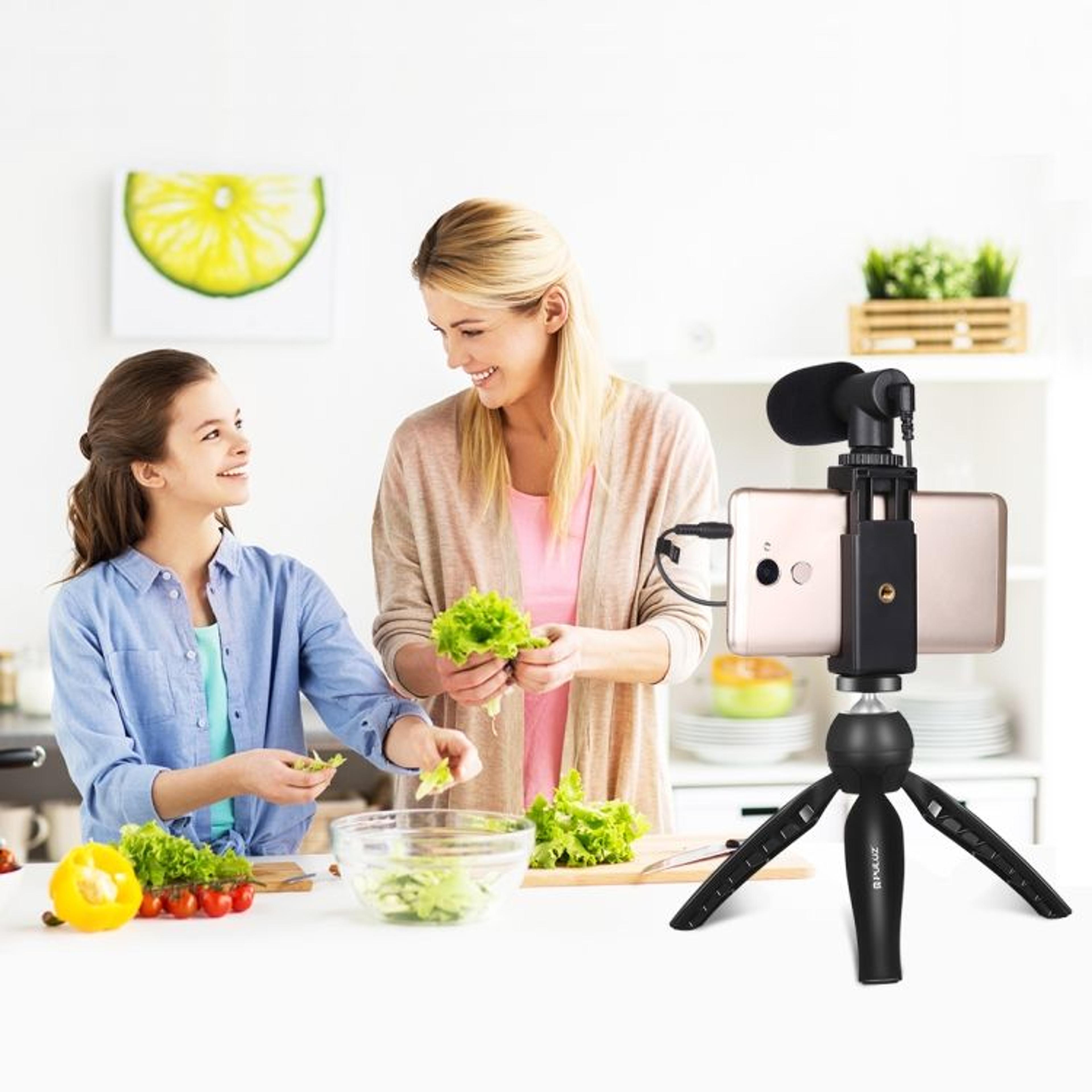 smartphone vlogging kit with microphone tripod & phone holder for content creators