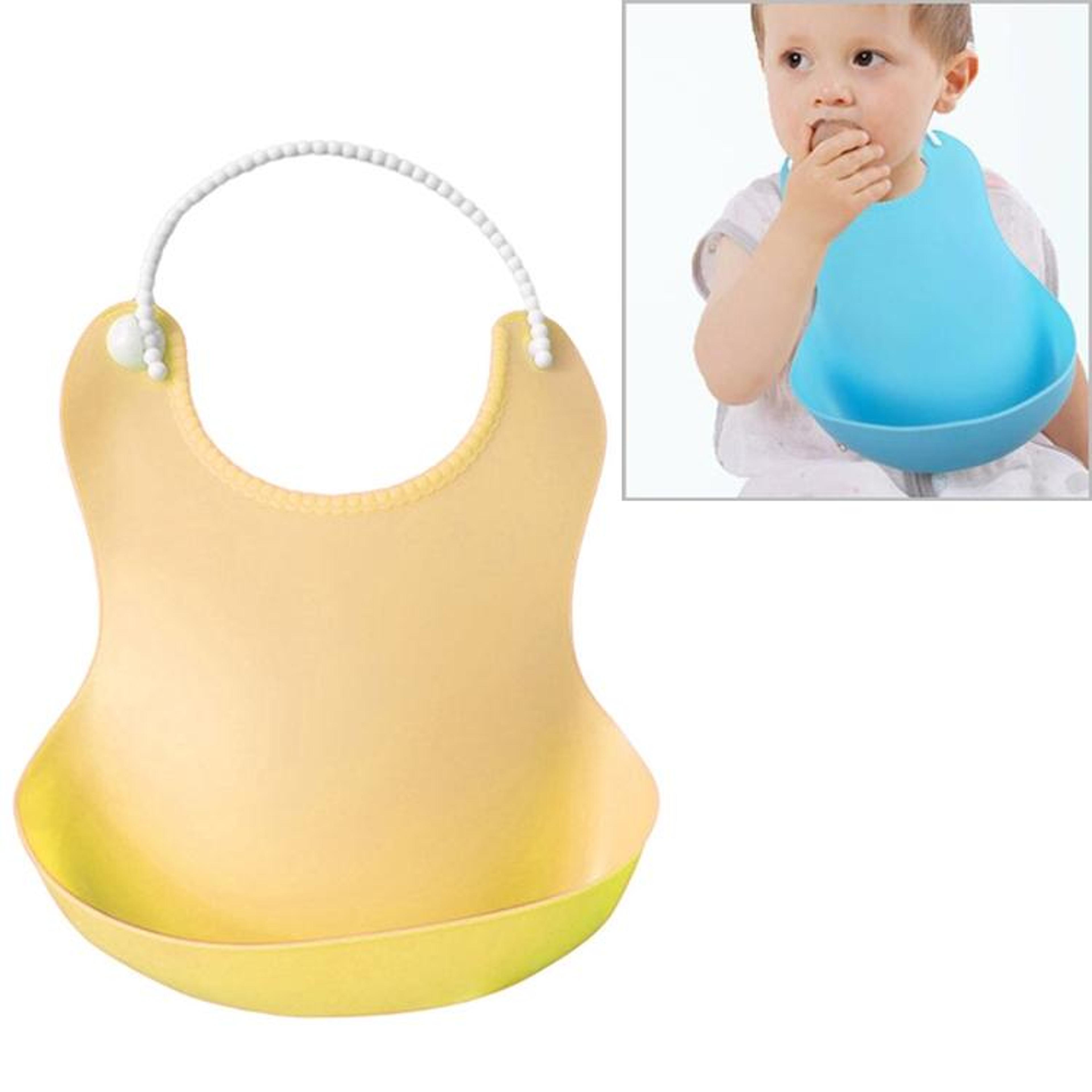 waterproof silicone baby bib with food catcher roll up feeding apron for infants & toddlers