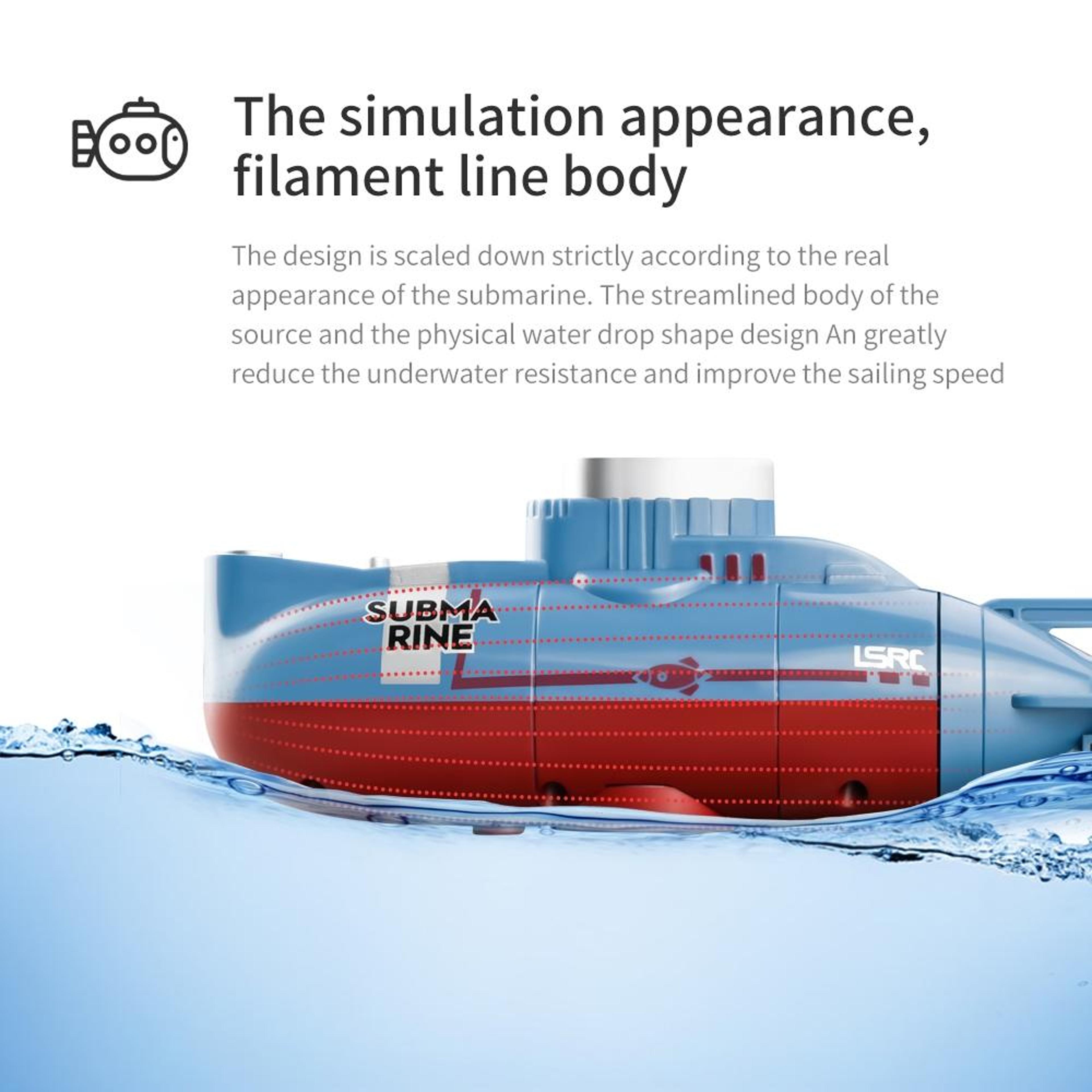 Mini RC Submarine Toy For Kids USB Rechargeable Waterproof Remote Control Submarine 6