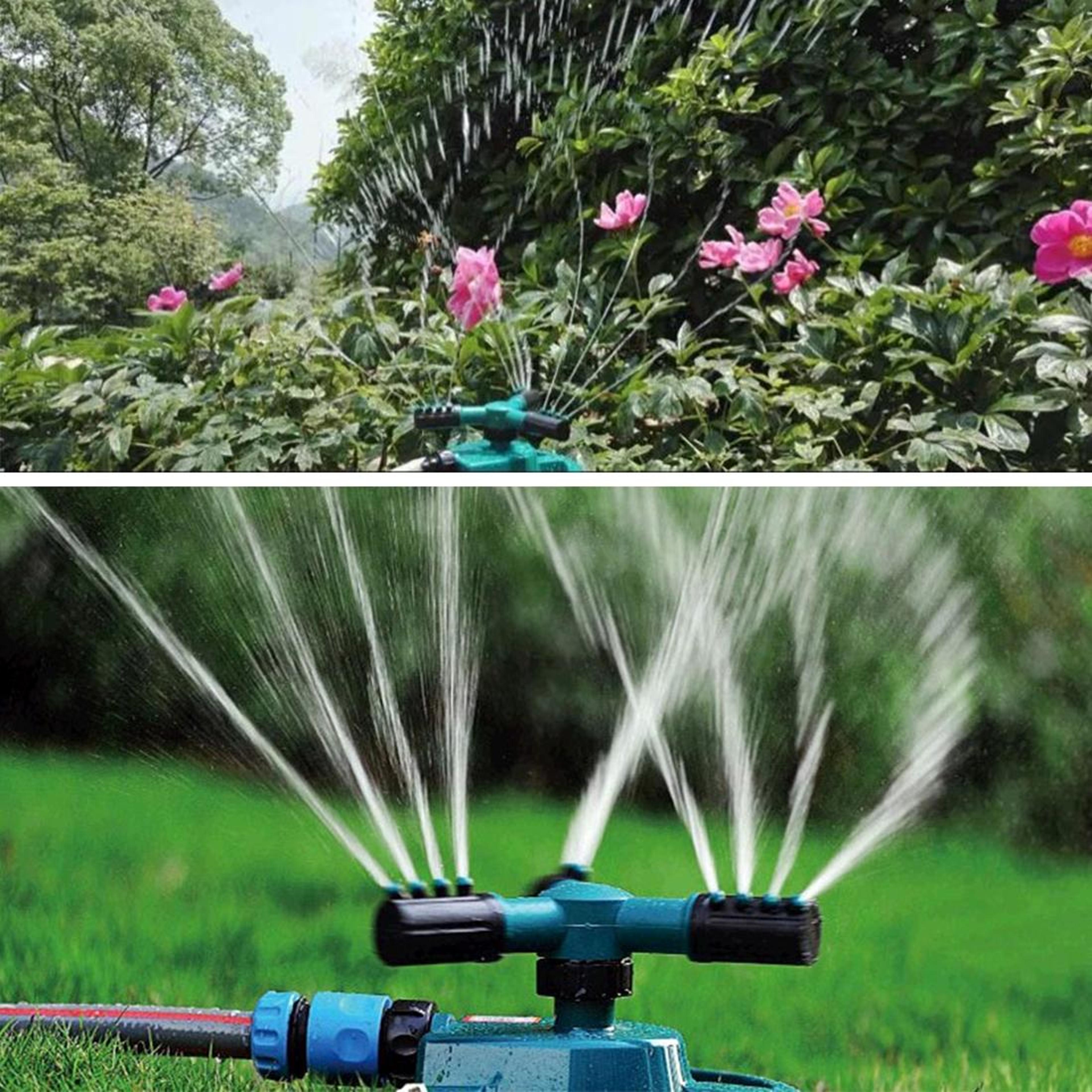 360° rotating garden sprinkler with adjustable range & 1/2 inch connector