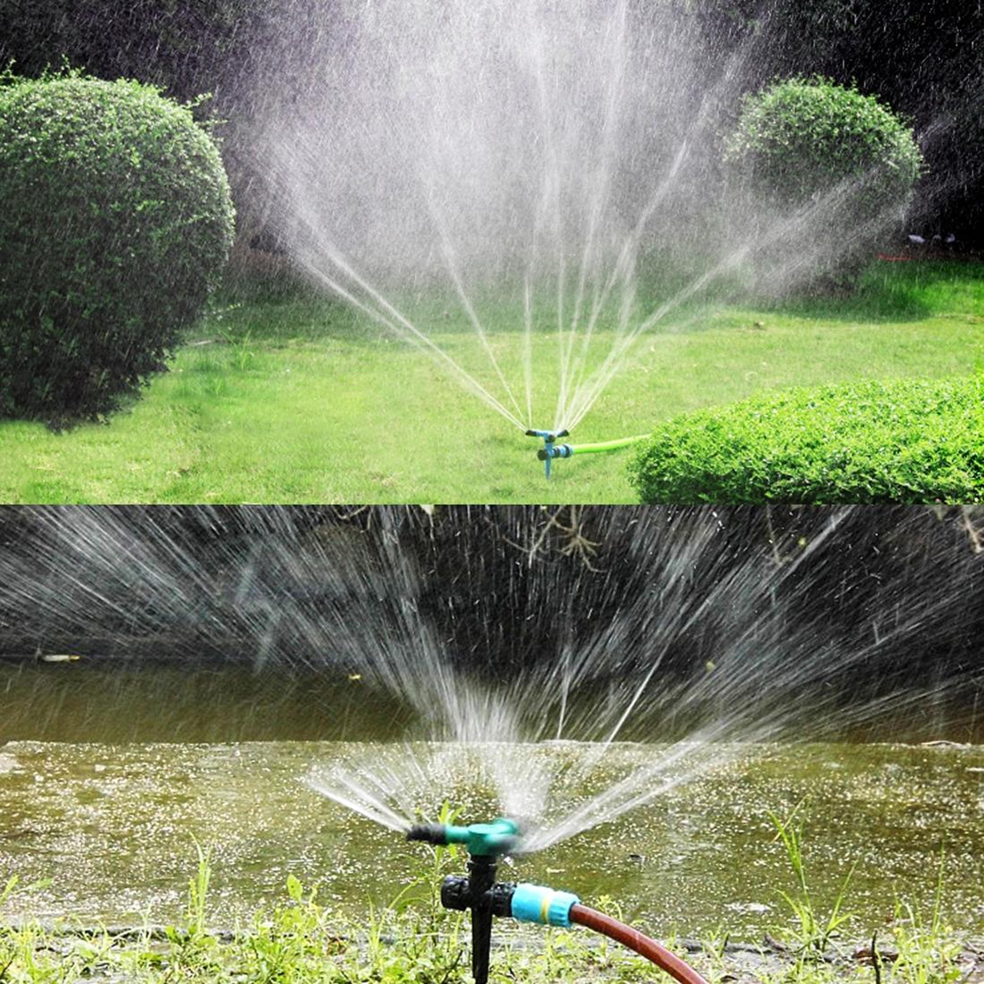 360 Rotating Garden Sprinkler With Adjustable Spray Arms  Spike Base Lawn Irrigation System 7