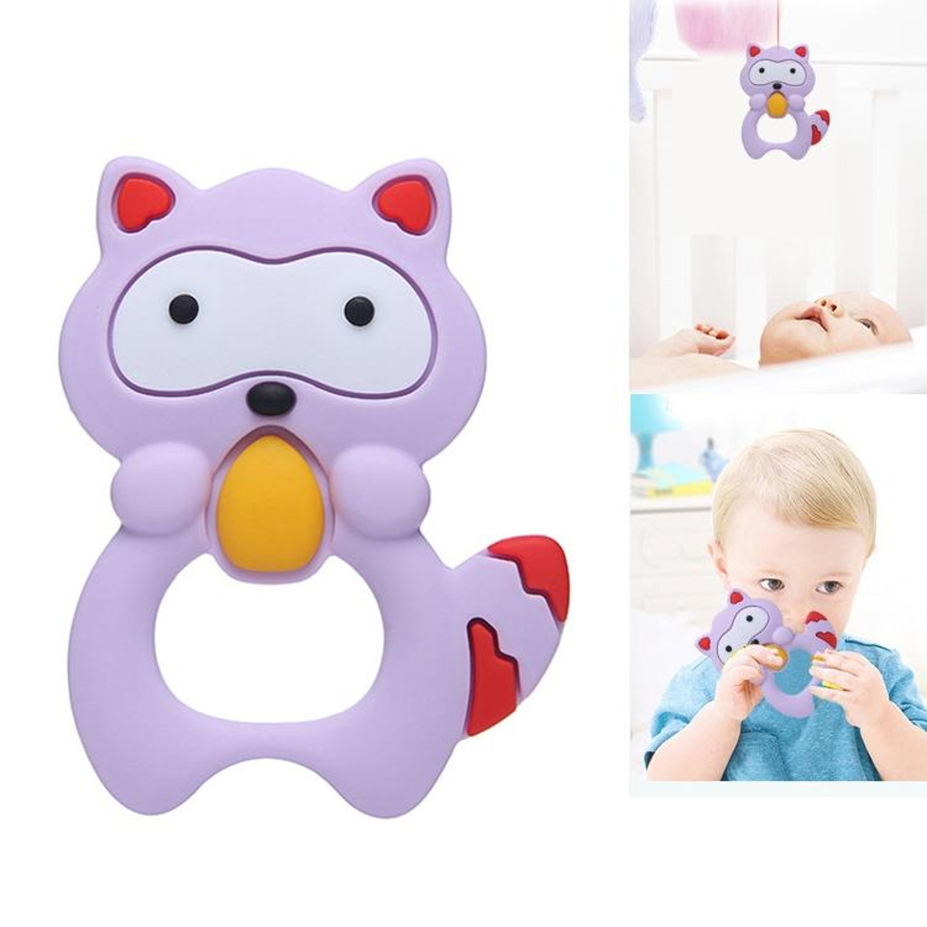 baby raccoon silicone teething toy rattle safe bpa free teether for infants