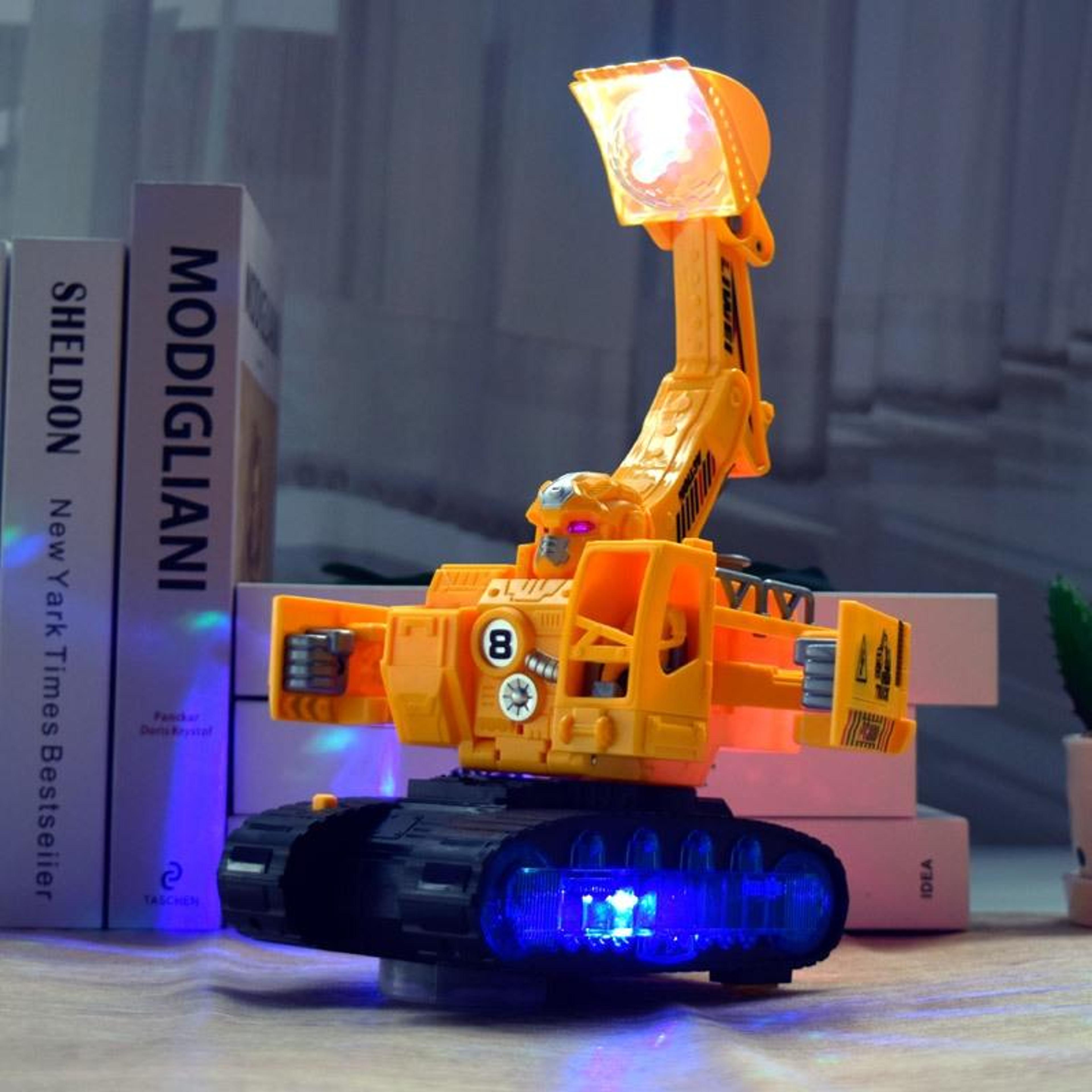 Kids Excavator Toy With Lights And Music Transforming Construction Toy Truck For Toddlers 3