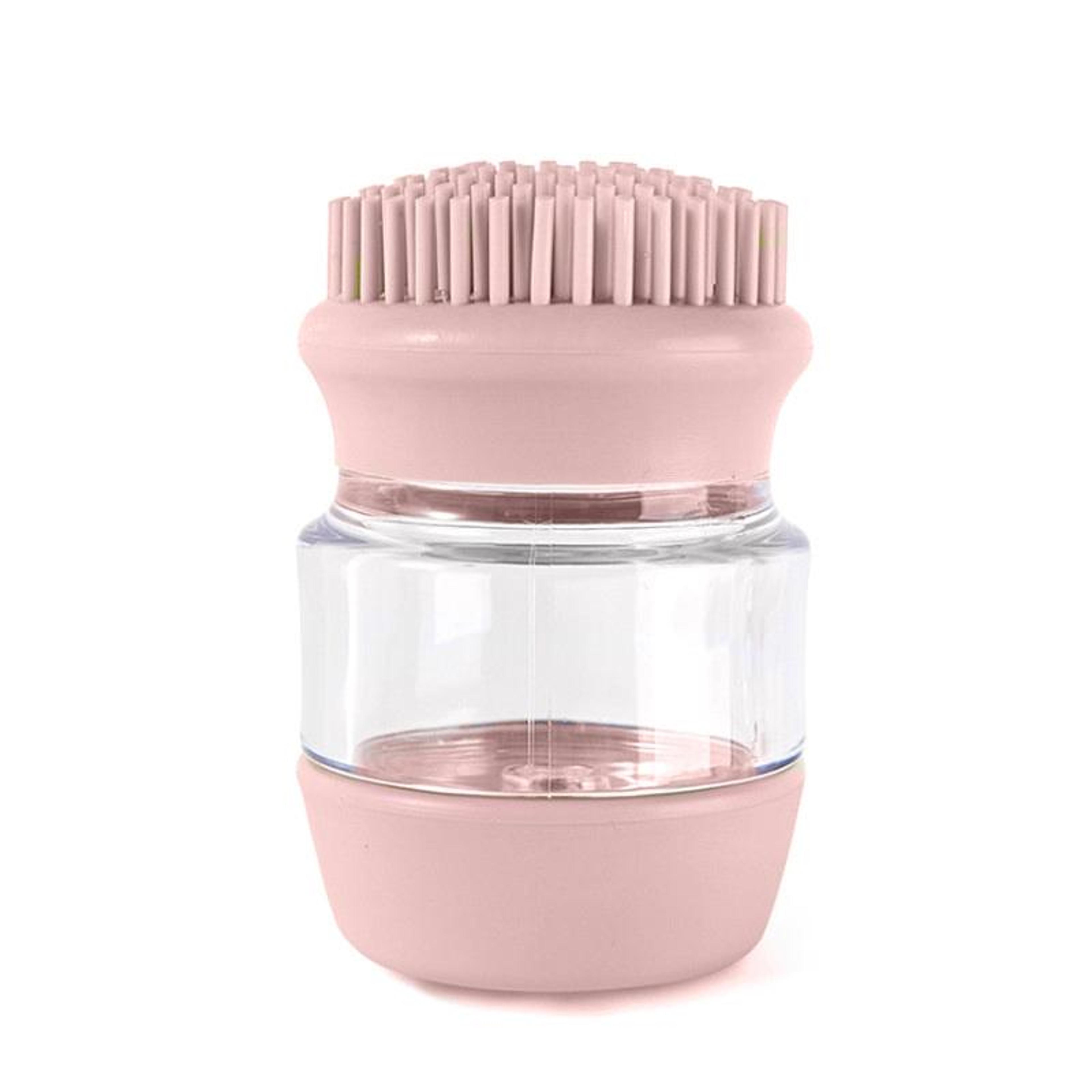 Silicone Pet Bath Brush With Shampoo Dispenser For Dogs  Cats Pink 1