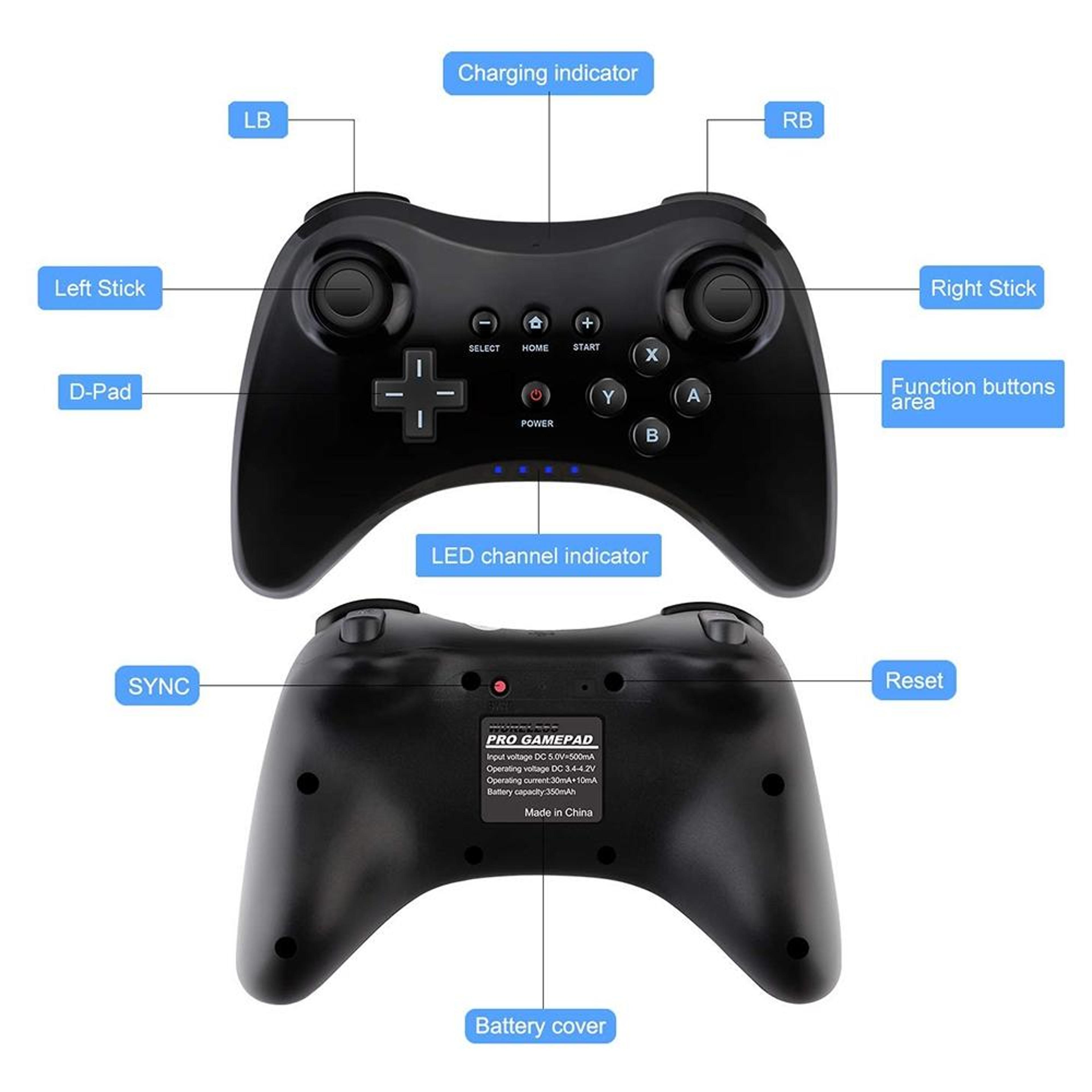 High Performance Wireless Pro Controller For Nintendo Wii U Gaming Console 1