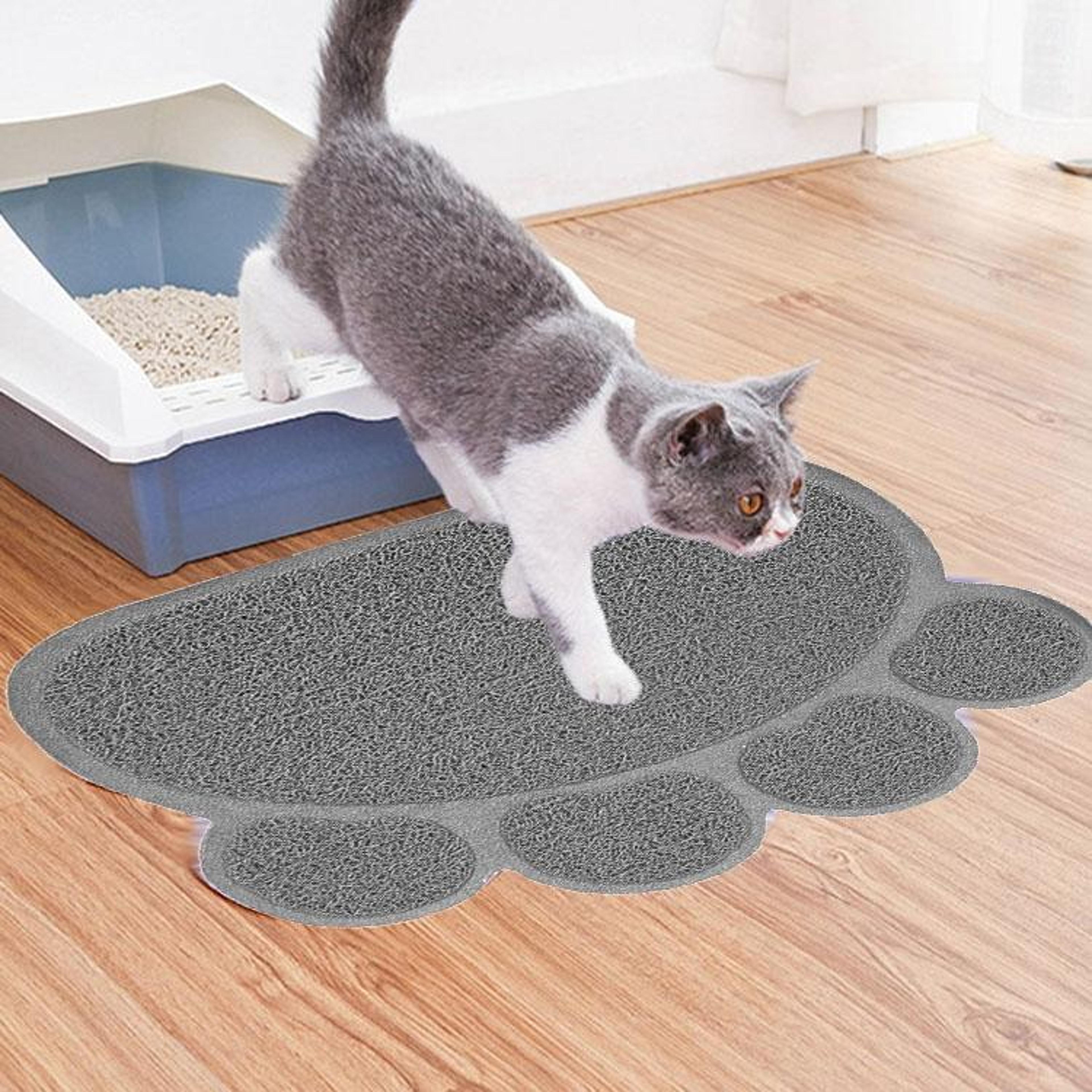 claw-shaped cat litter mat non-slip pvc litter trapping mat for floors gray