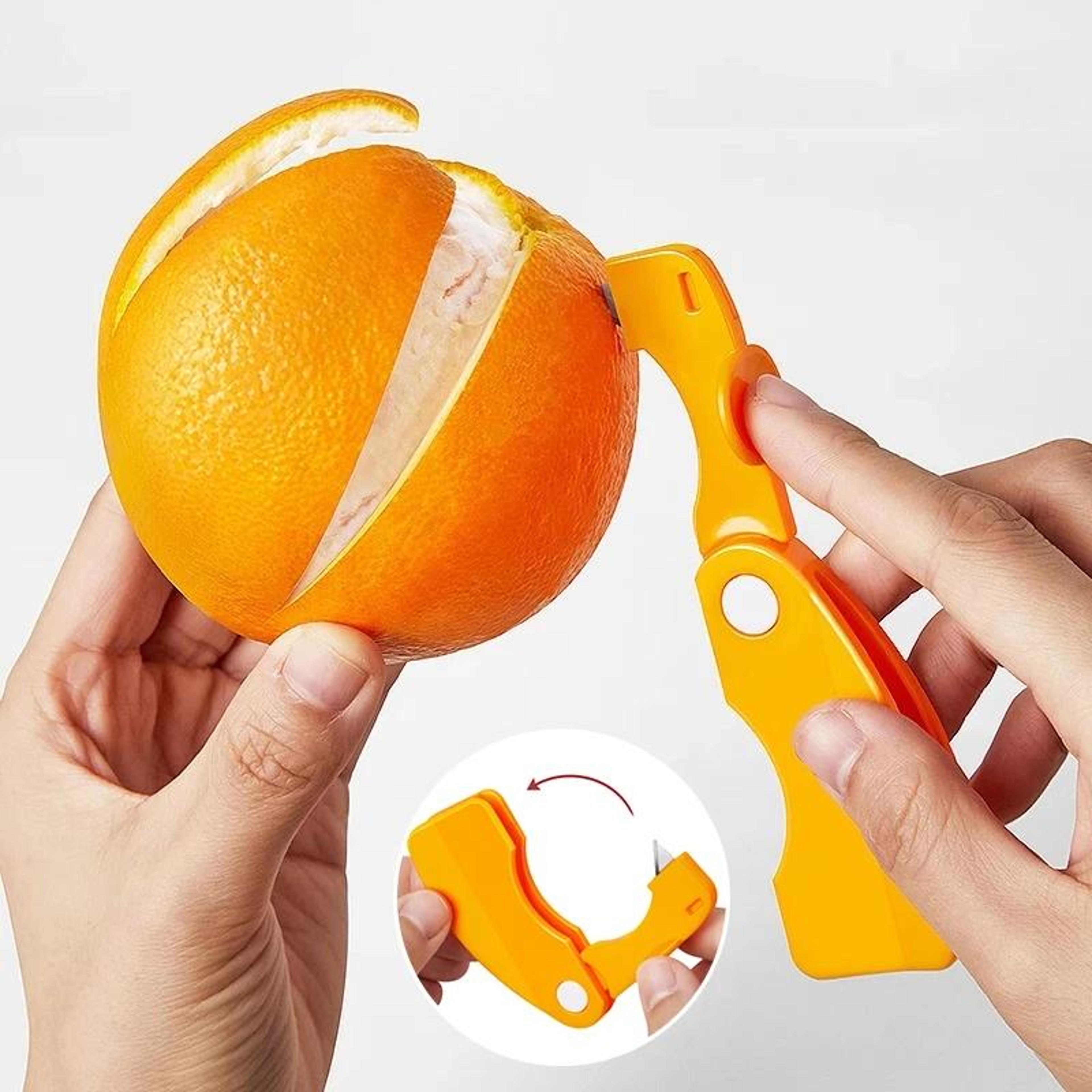 foldable orange peeler tool for easy citrus peeling and clean hands