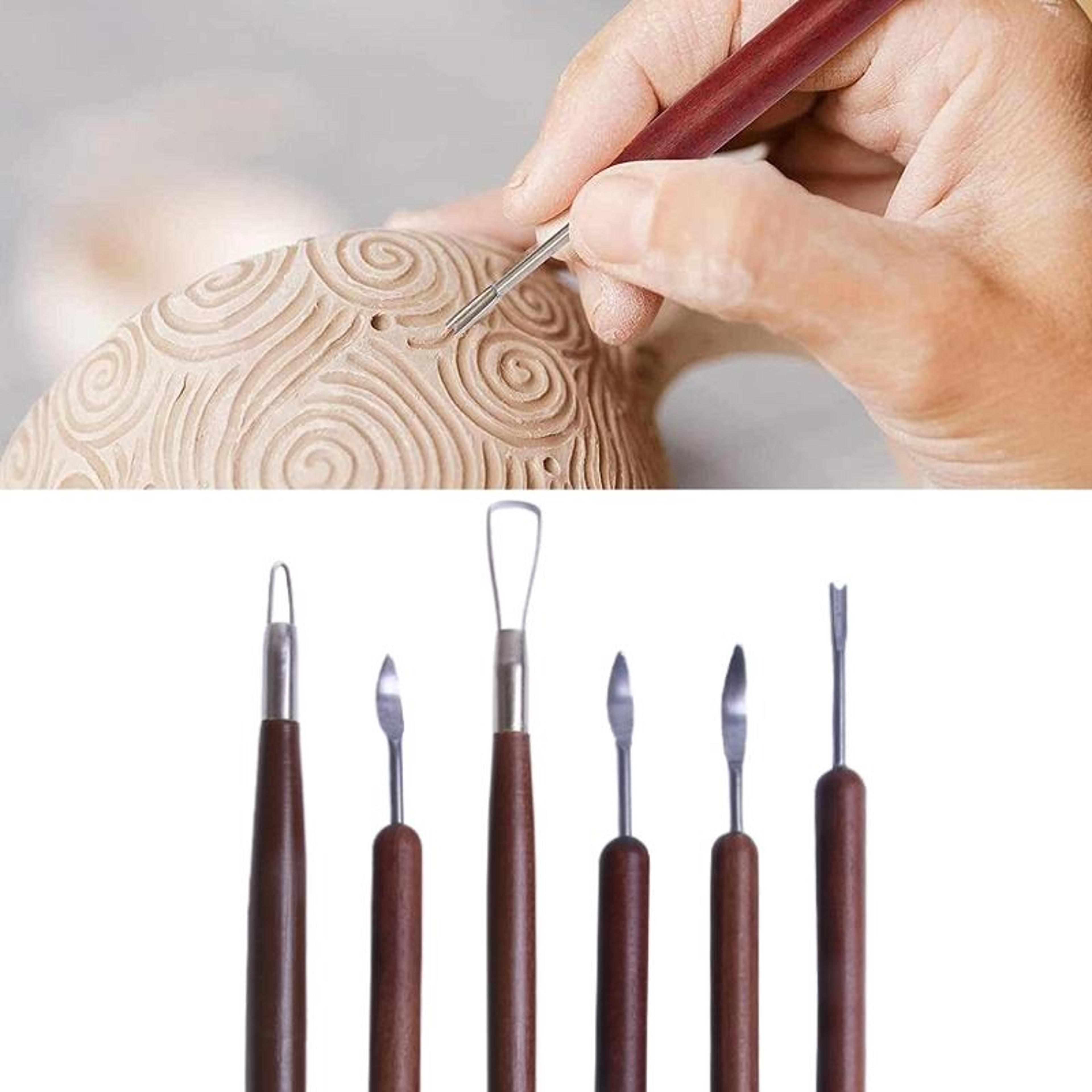 6-piece pottery trimming tools set for clay sculpting and ceramic art