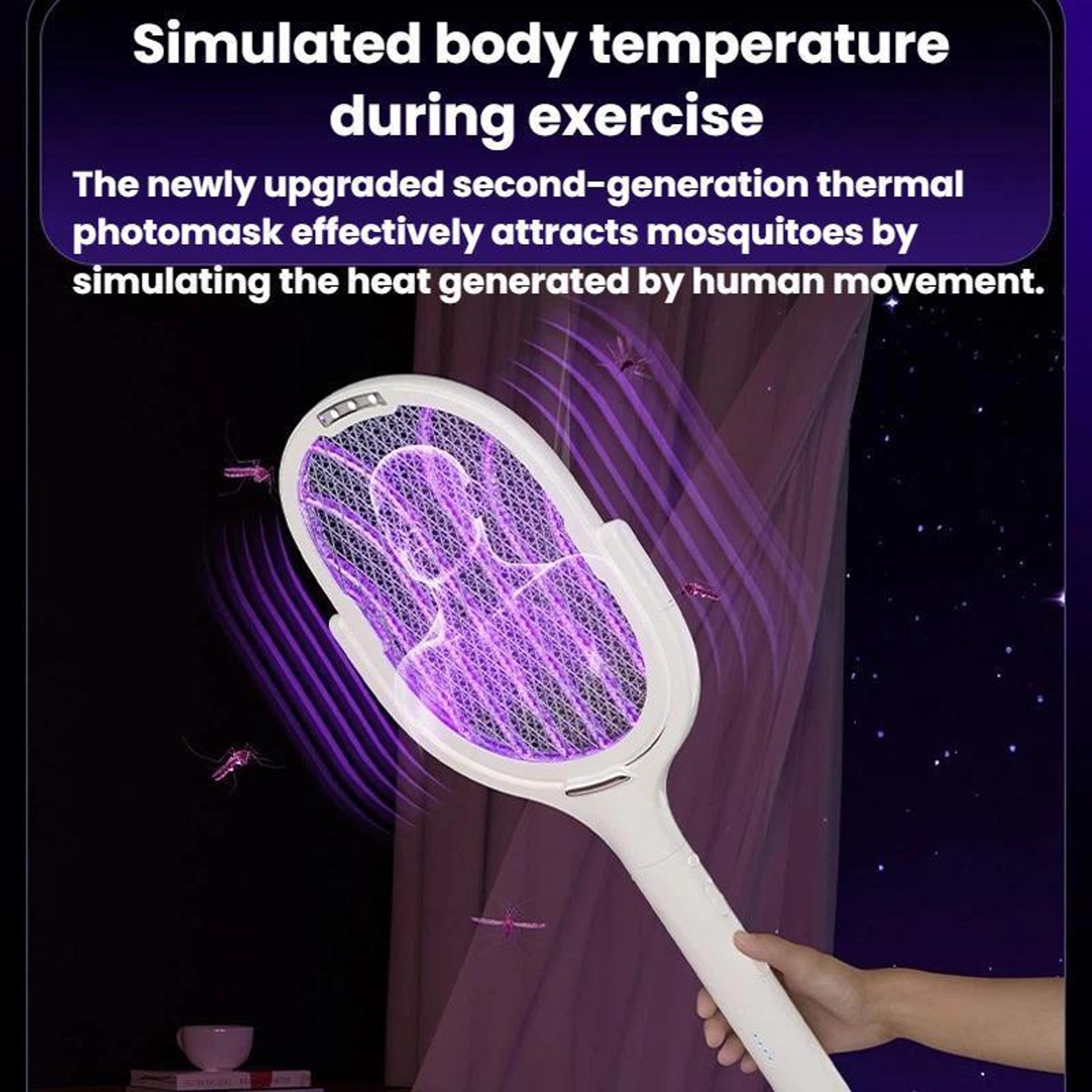 Extendable Electric Mosquito Racket Lamp Rechargeable Stand Zapper 6