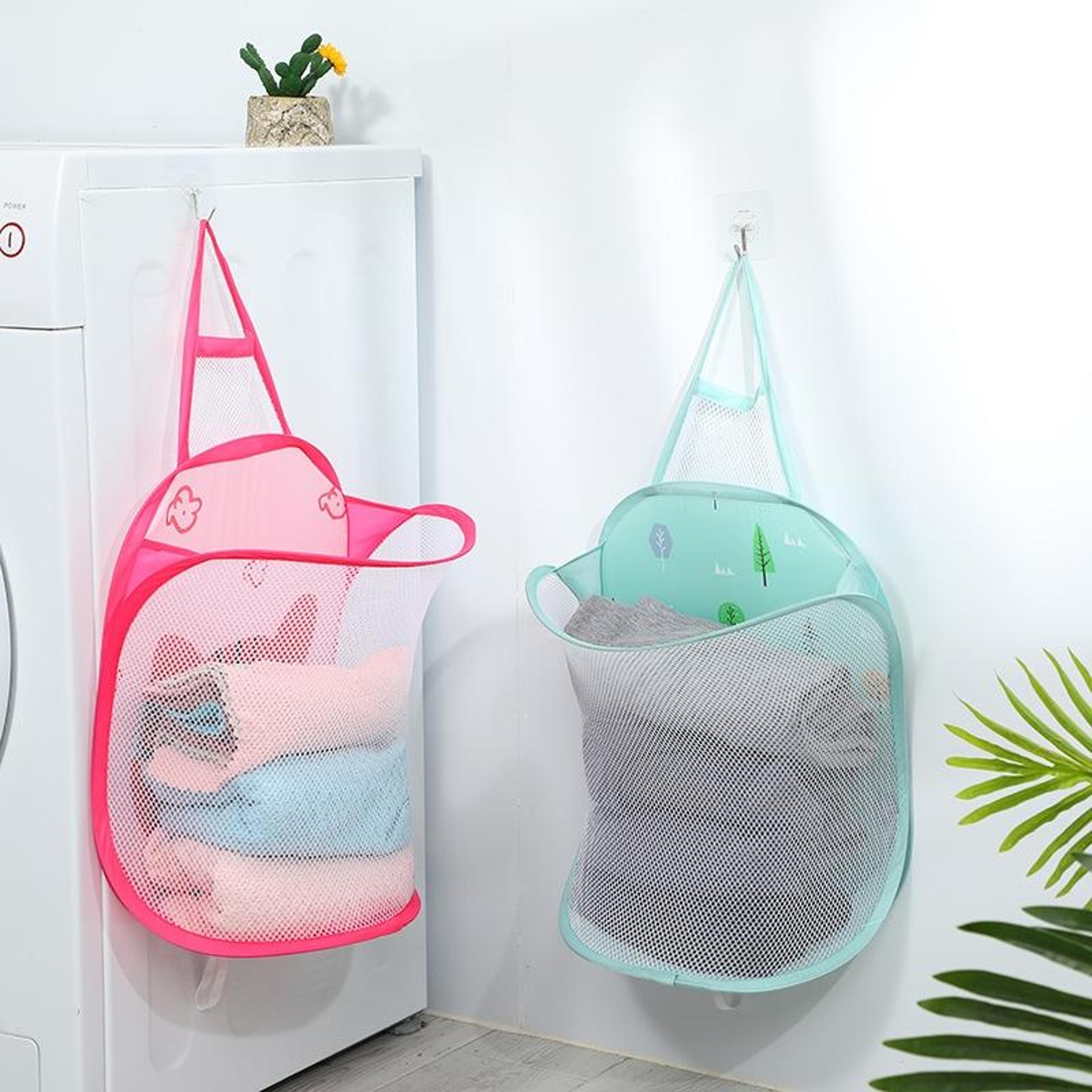 foldable wall mounted laundry basket breathable hanging dirty clothes organizer