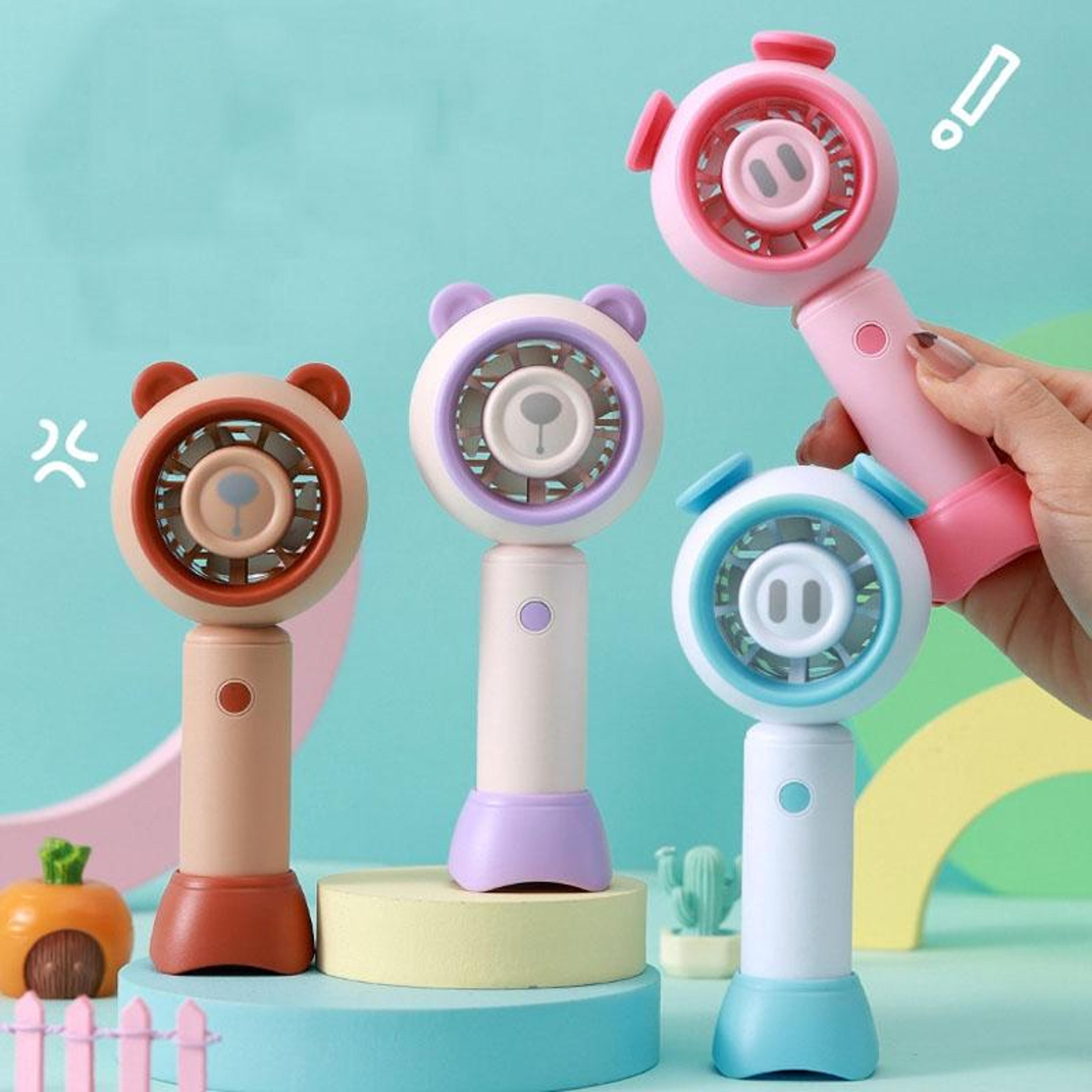 mini usb fan portable handheld cute cartoon desk fan with rechargeable battery