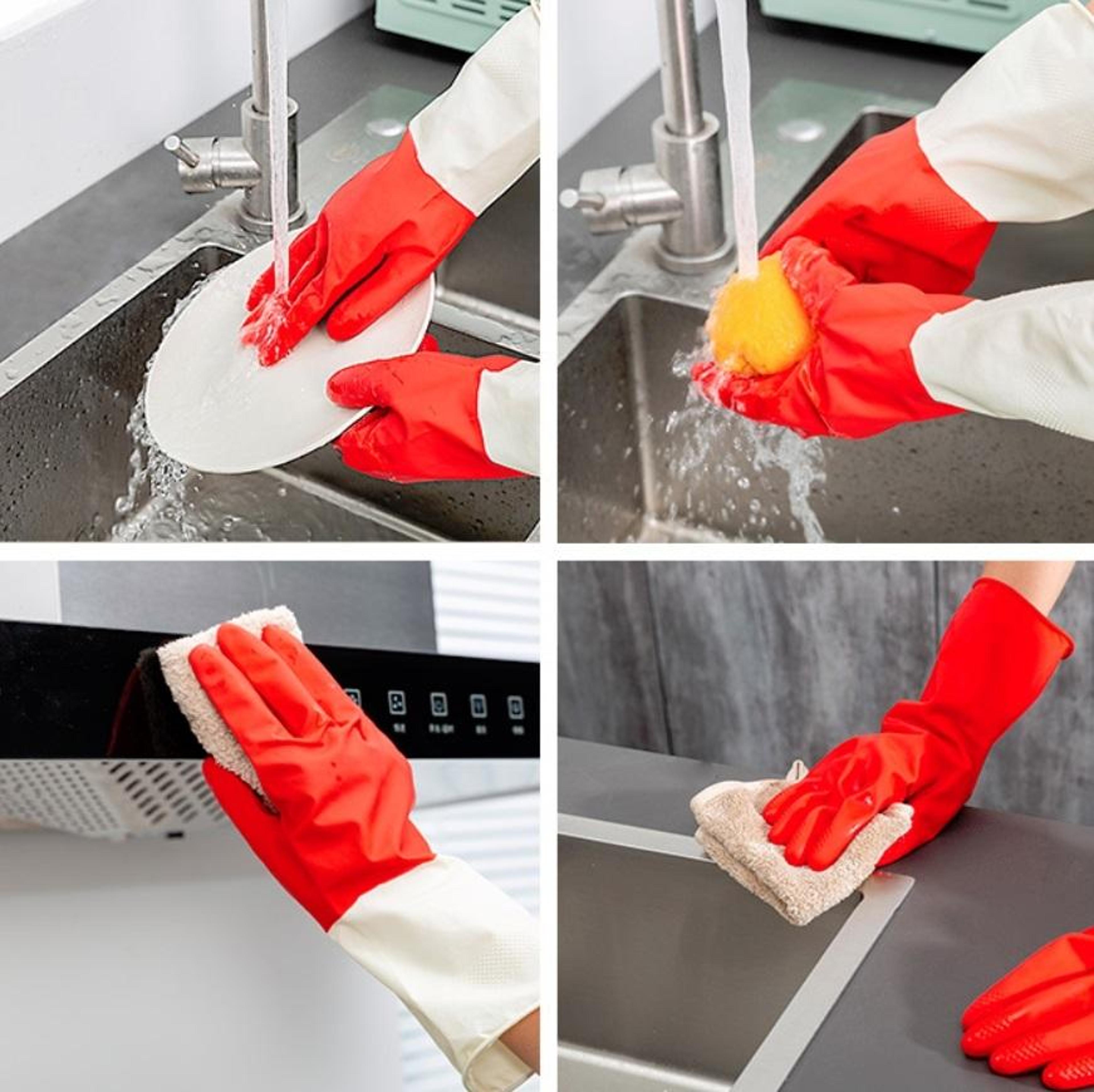 TwoTone Cleaning Gloves Durable Latex Dishwashing Gloves For Kitchen And Household Tasks 9