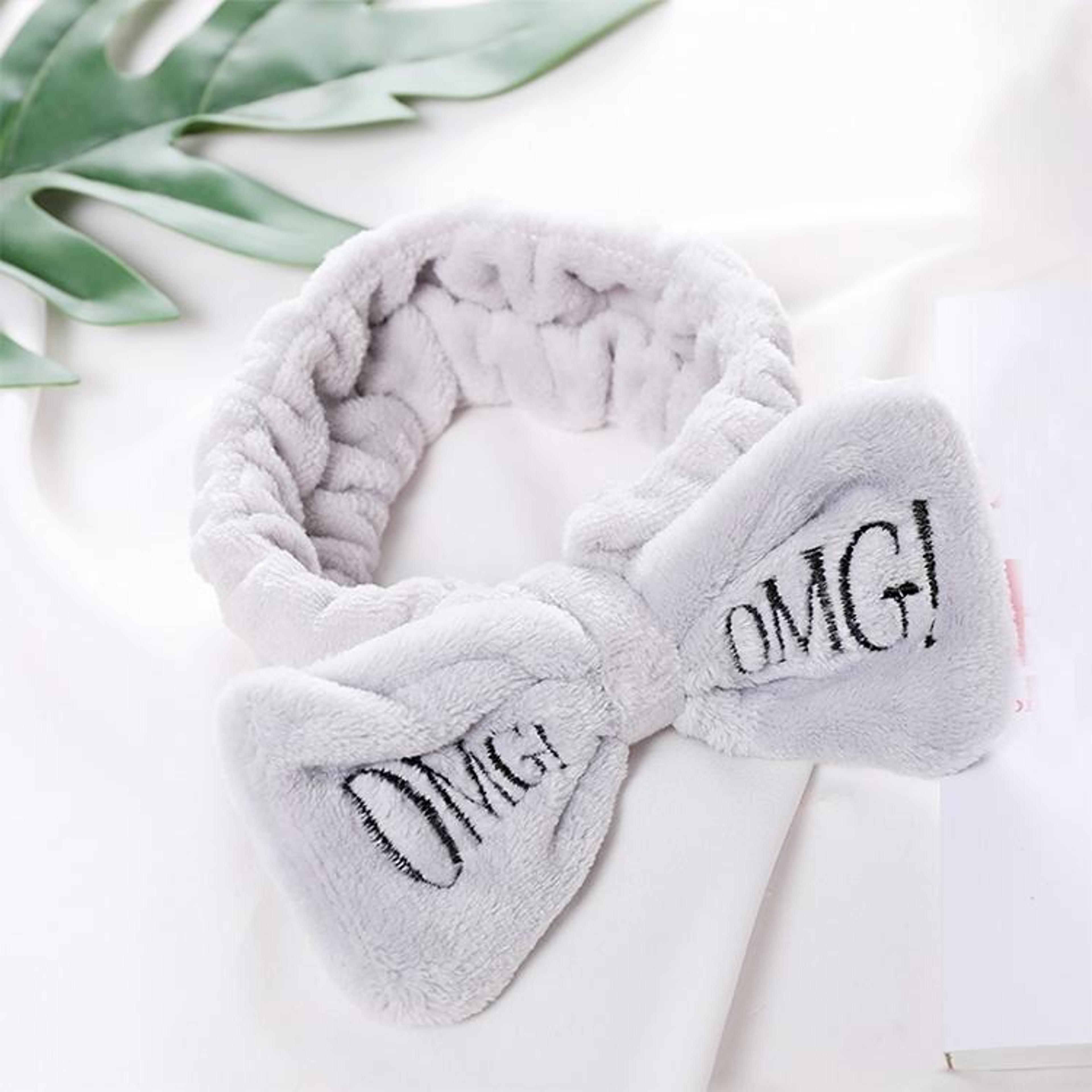 omg bow coral fleece headband soft cute spa hairband for women