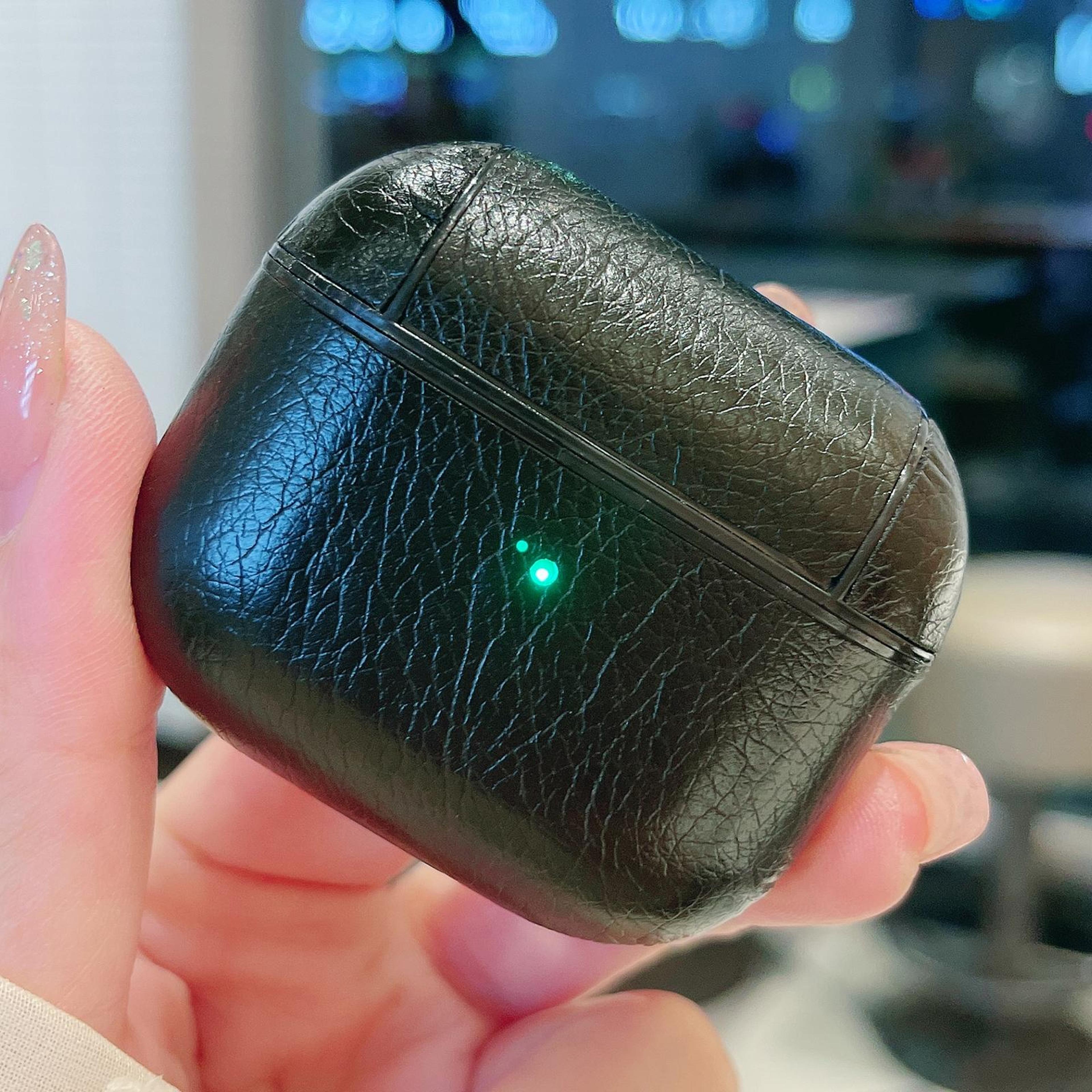 leather airpods case with hook shockproof pu cover