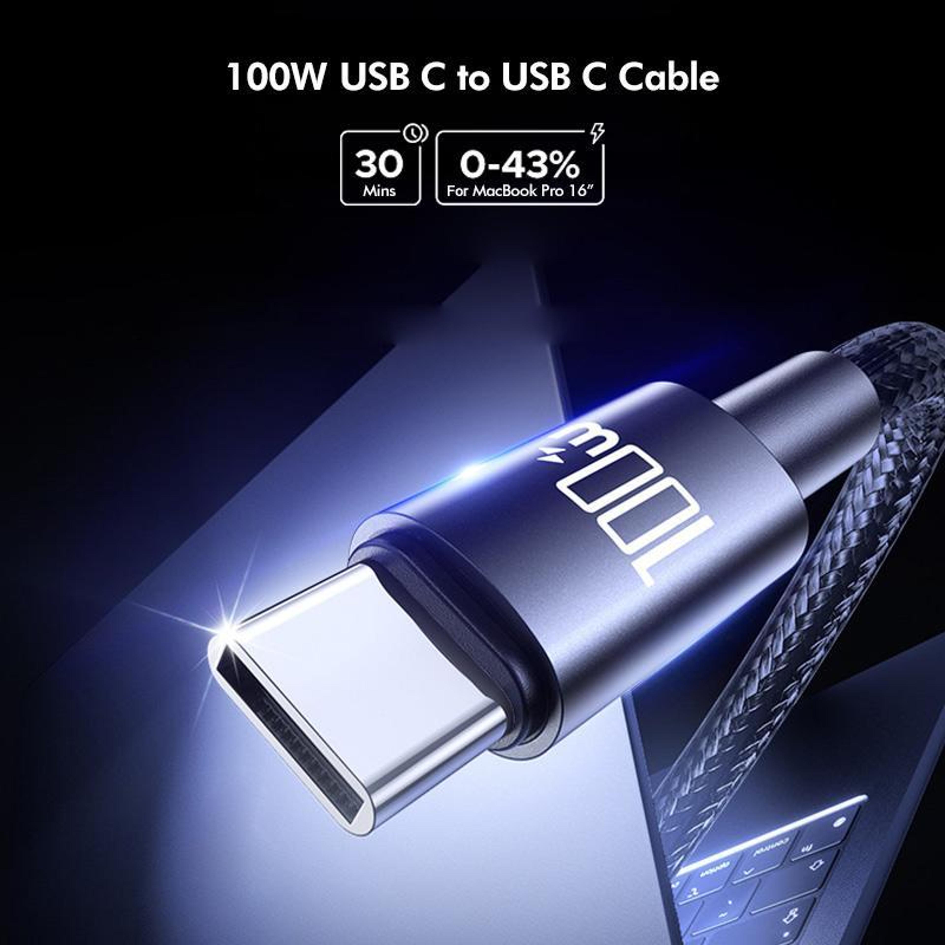 100W USB C Fast Charging Cable Nylon Braided Type C Cord With E Marker Chip 2
