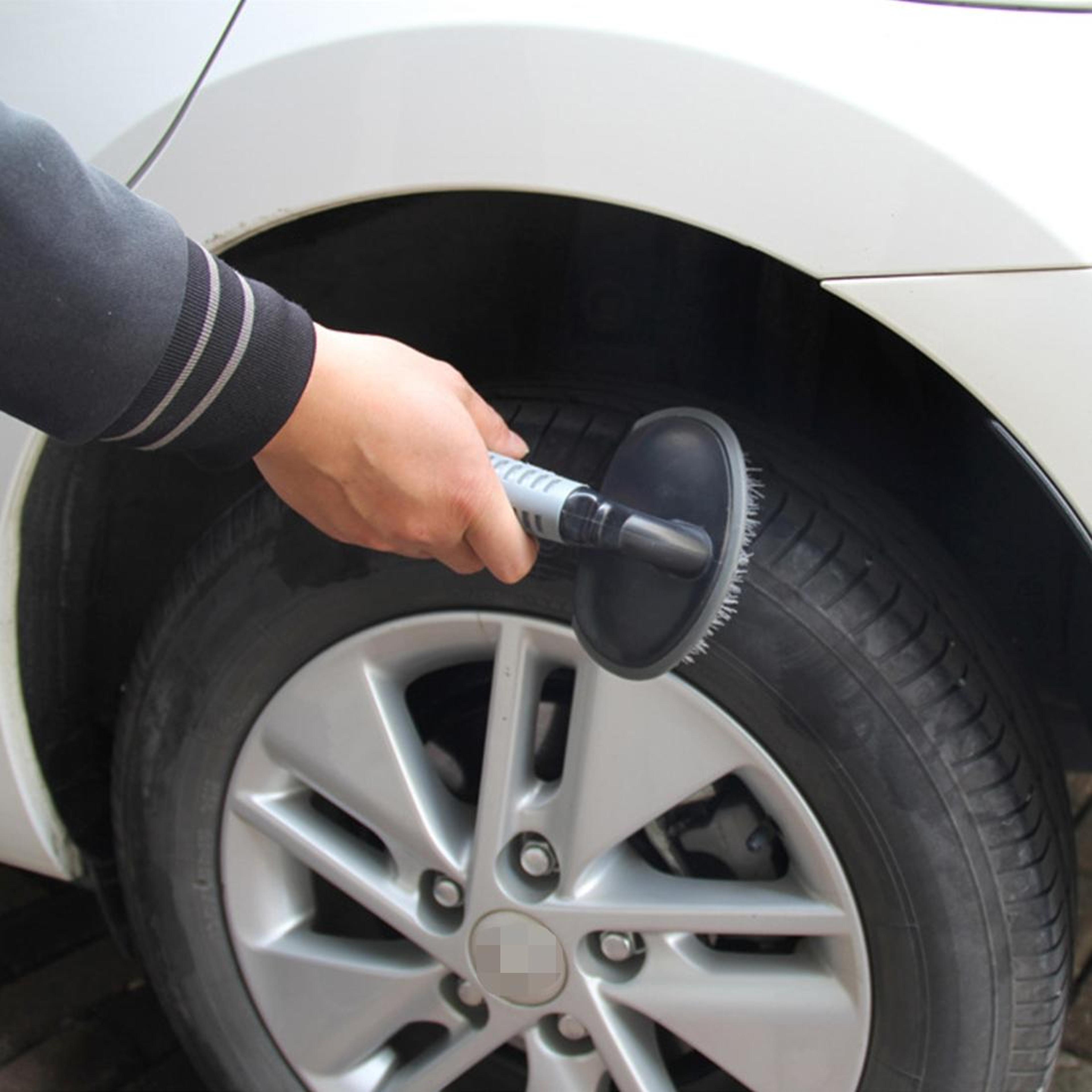 multi-purpose car wheel cleaning brush with handle for tires, floors & home use