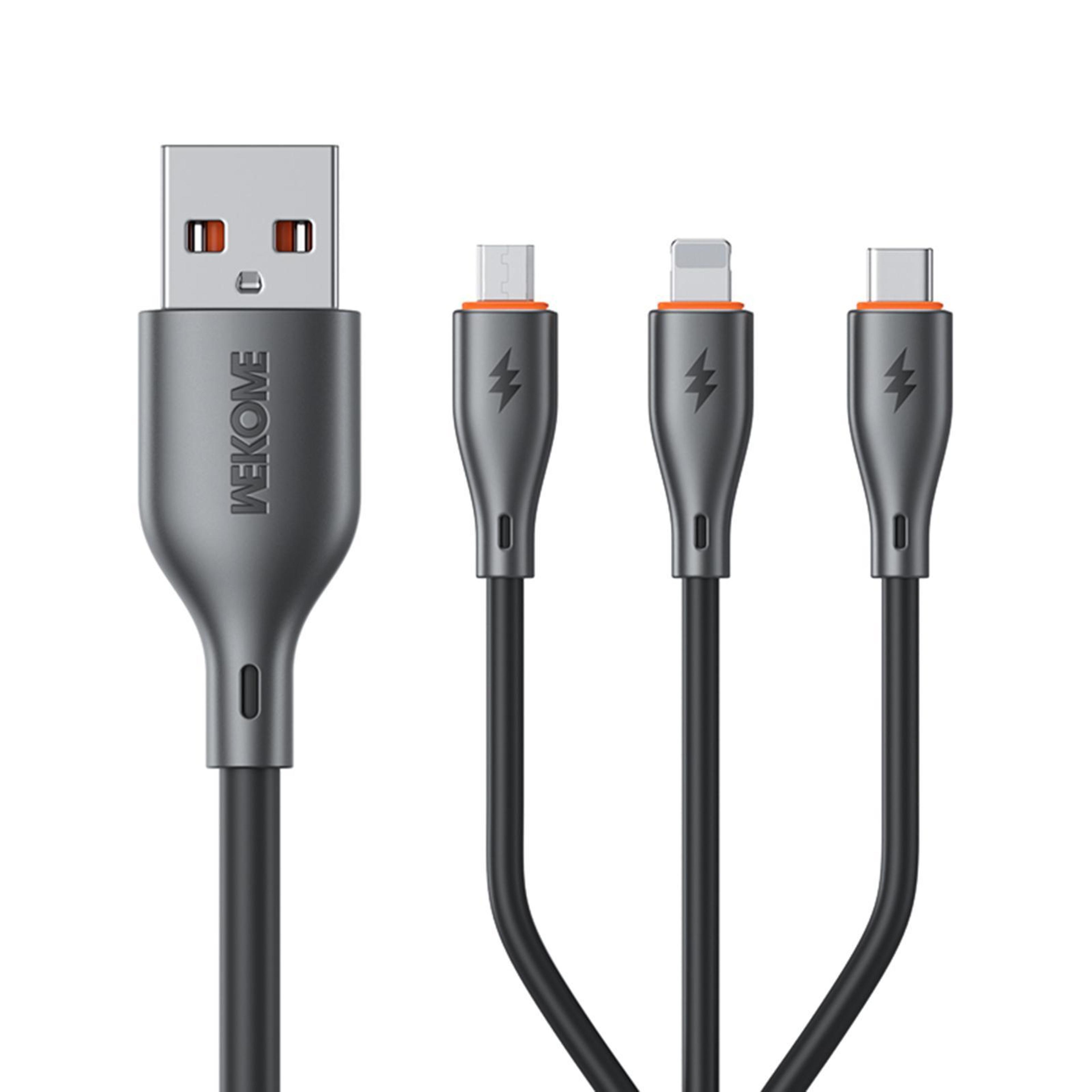 3 In 1 Fast Charging Cable 66W Universal Multi Charging Cable USB To Type C Lightning Micro 2
