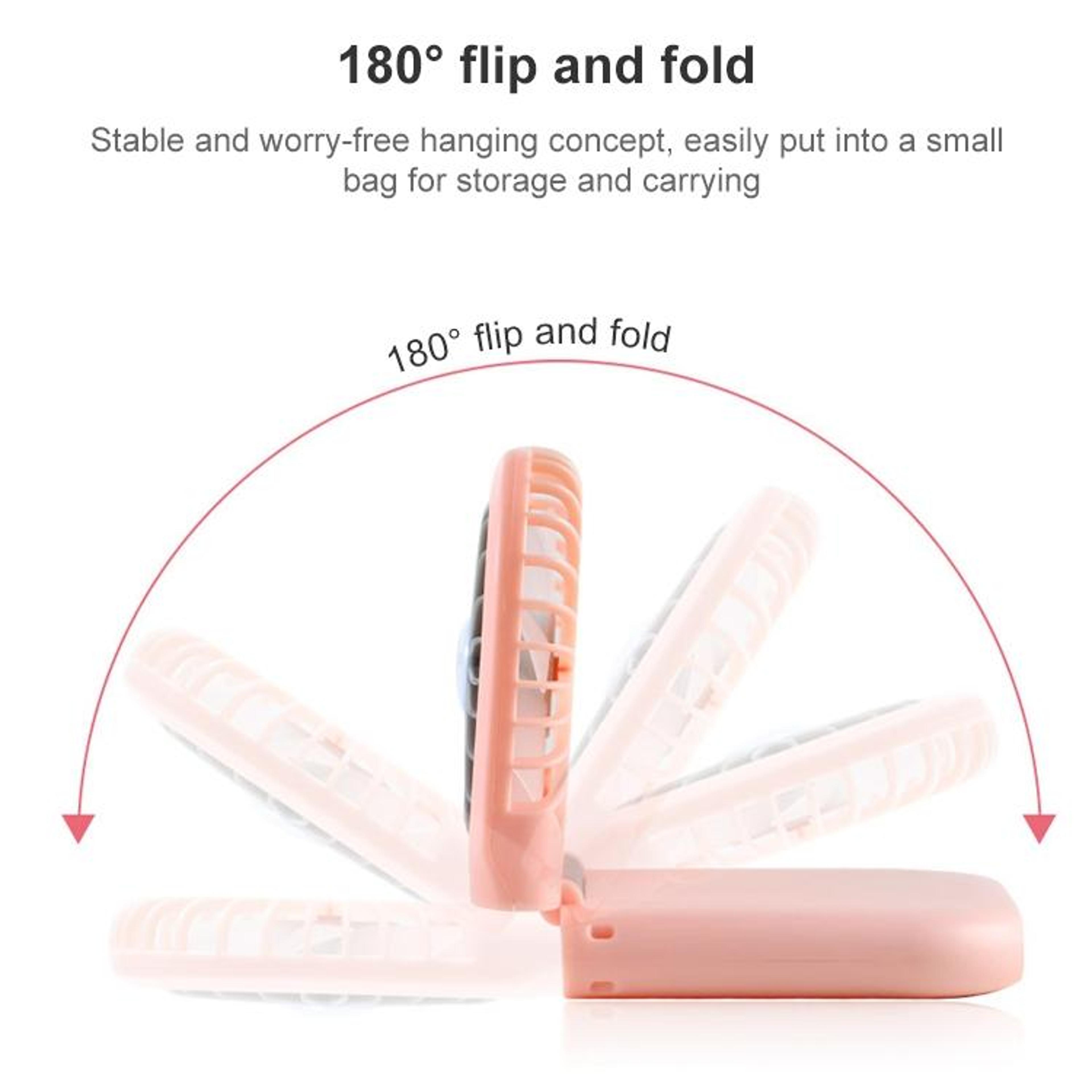 3in1 Portable Neck Fan With Power Bank Quiet USB Rechargeable Foldable Cooling Fan 6