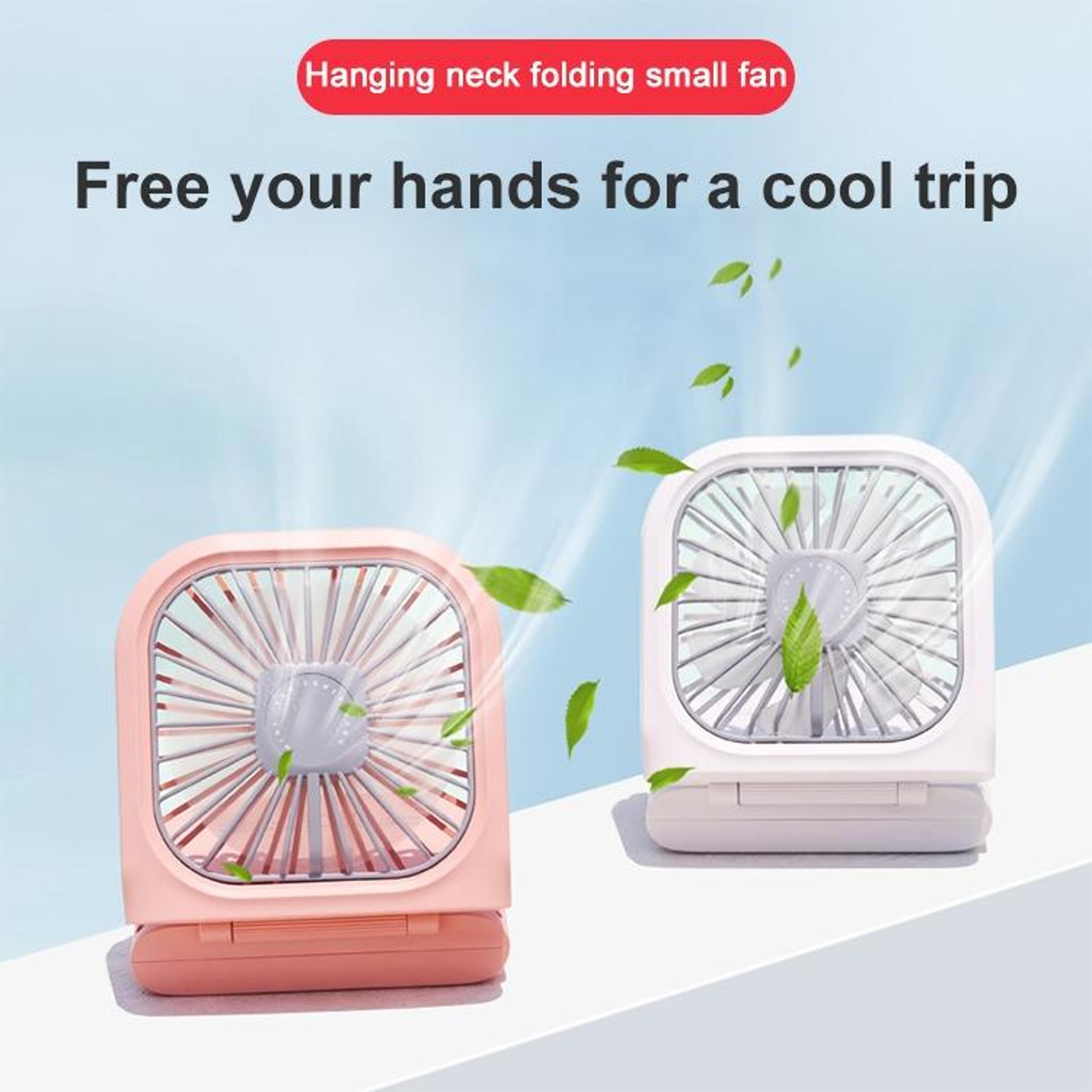 3in1 Portable Neck Fan With Power Bank Quiet USB Rechargeable Foldable Cooling Fan 3