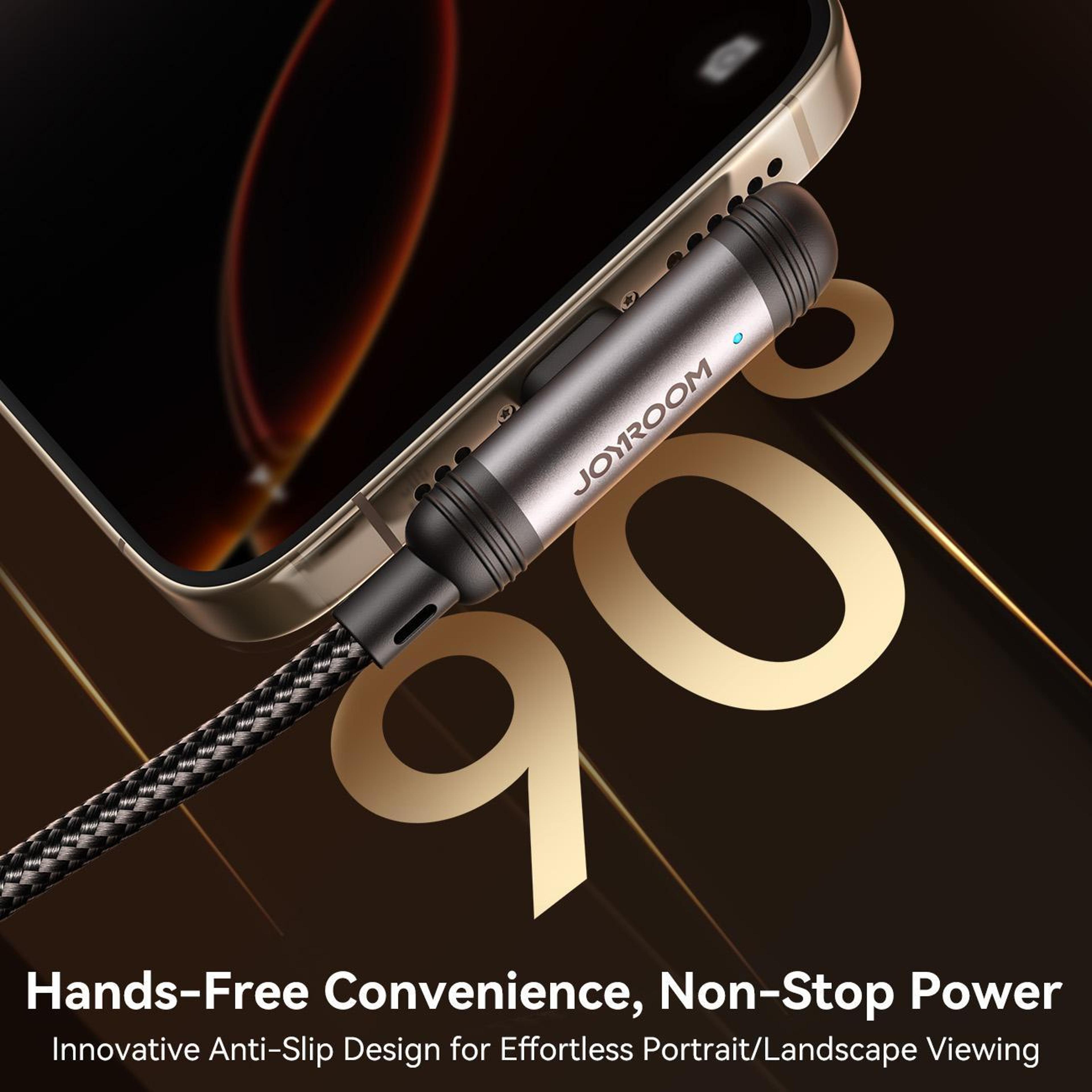 30W Fast Charging Type C To Lightning Cable 90 Degree Braided Charger 3