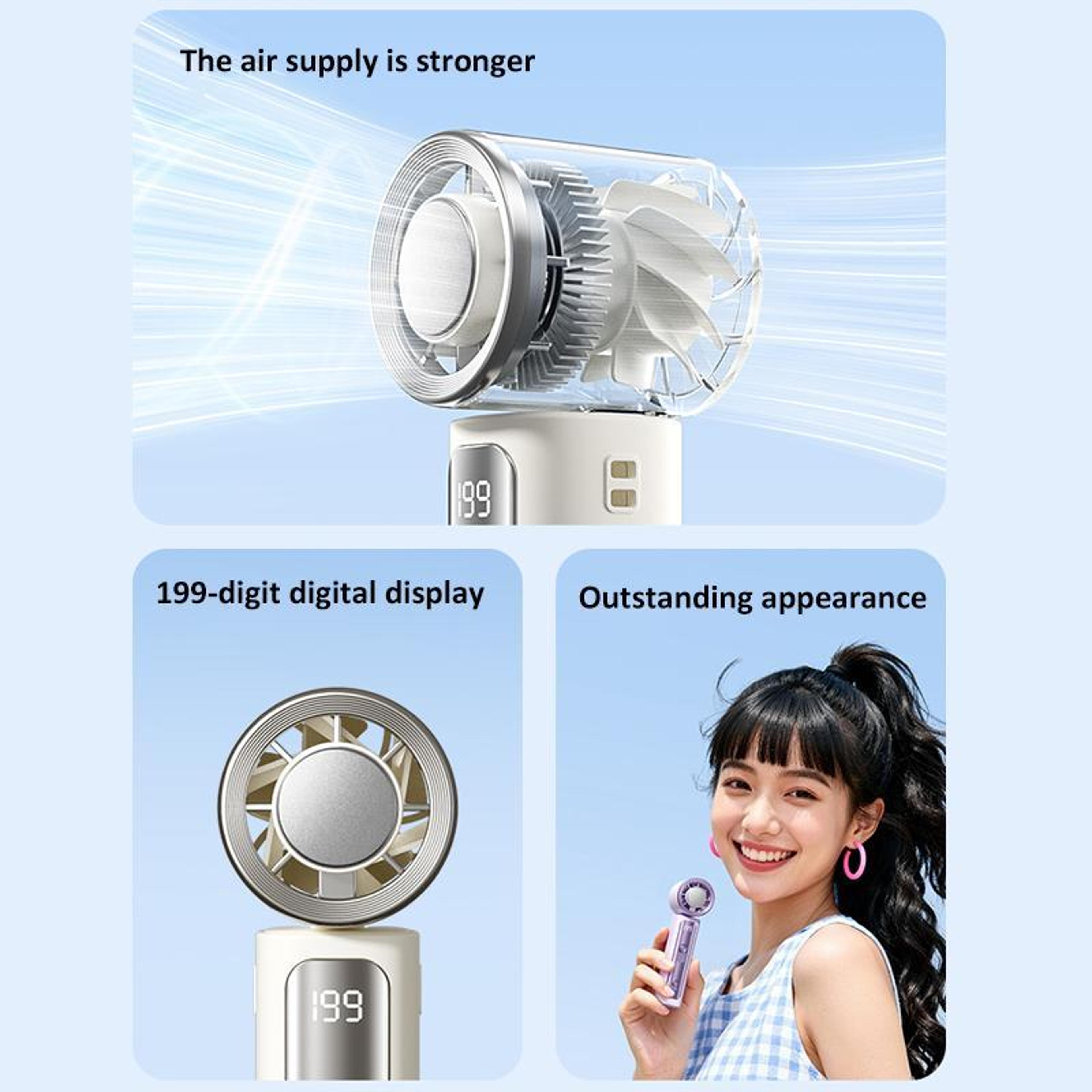 Portable Cooling Fan Mini Handheld Fan Rechargeable Personal Cooling Device With Digital Display 13