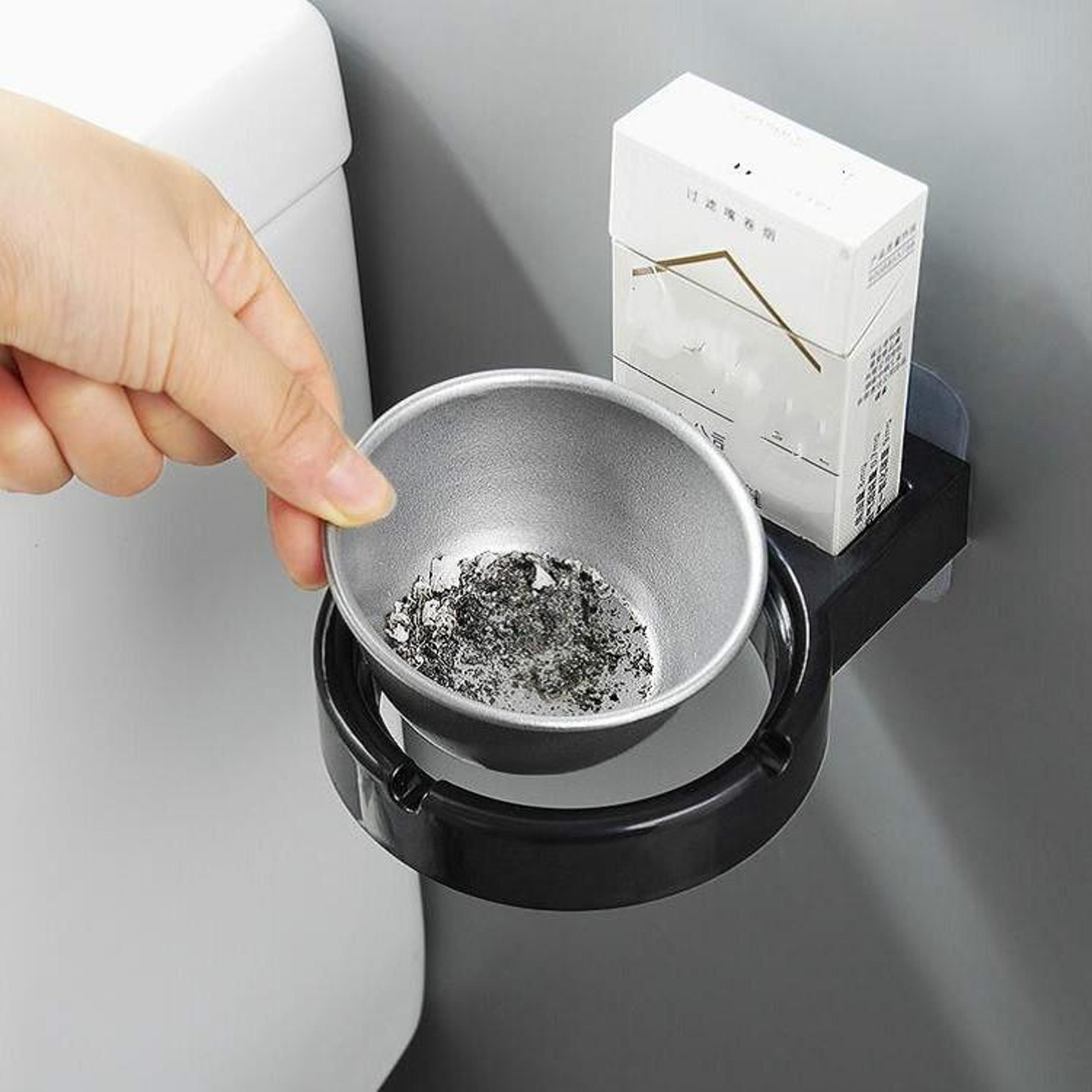 Wall Mounted Ashtray With Lid For Bathroom No Drill Smokeless Cigarette Holder 2