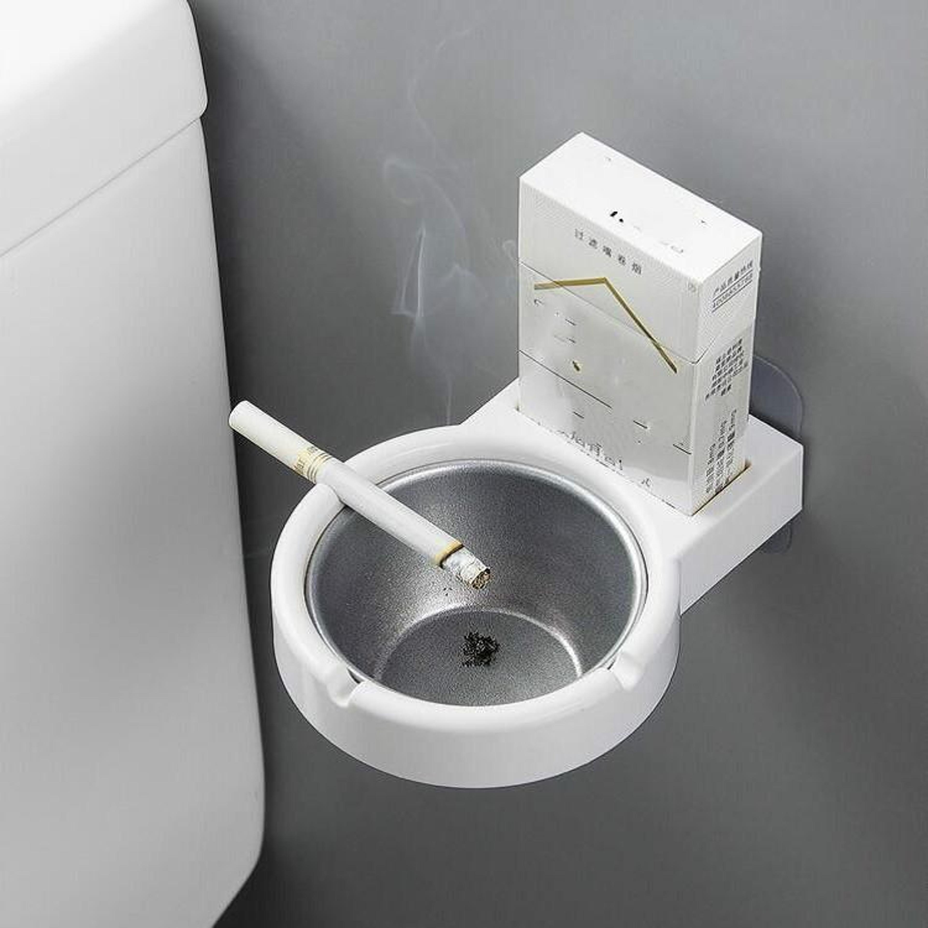 Wall Mounted Ashtray With Lid For Bathroom No Drill Smokeless Cigarette Holder 6