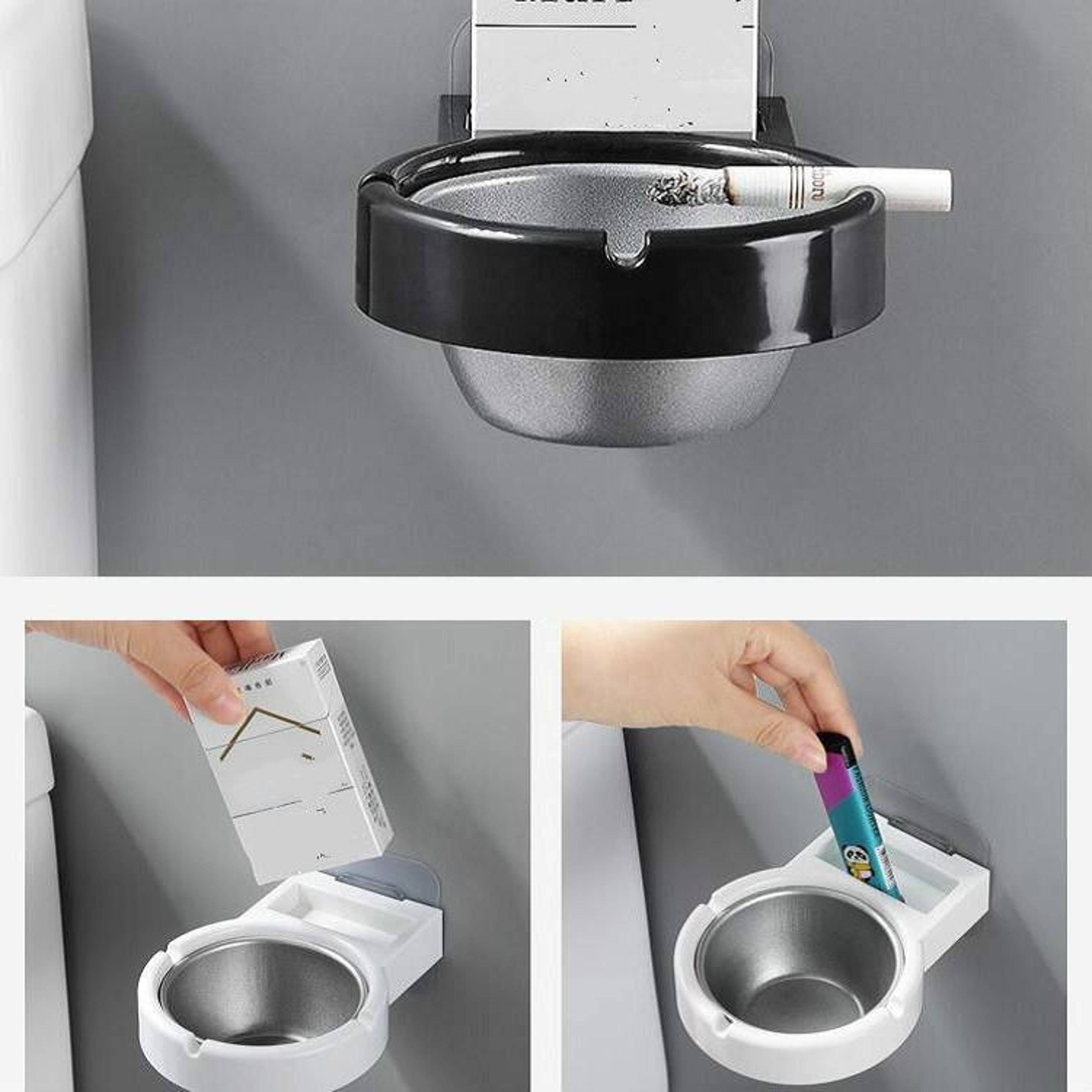 Wall Mounted Ashtray With Lid For Bathroom No Drill Smokeless Cigarette Holder 1
