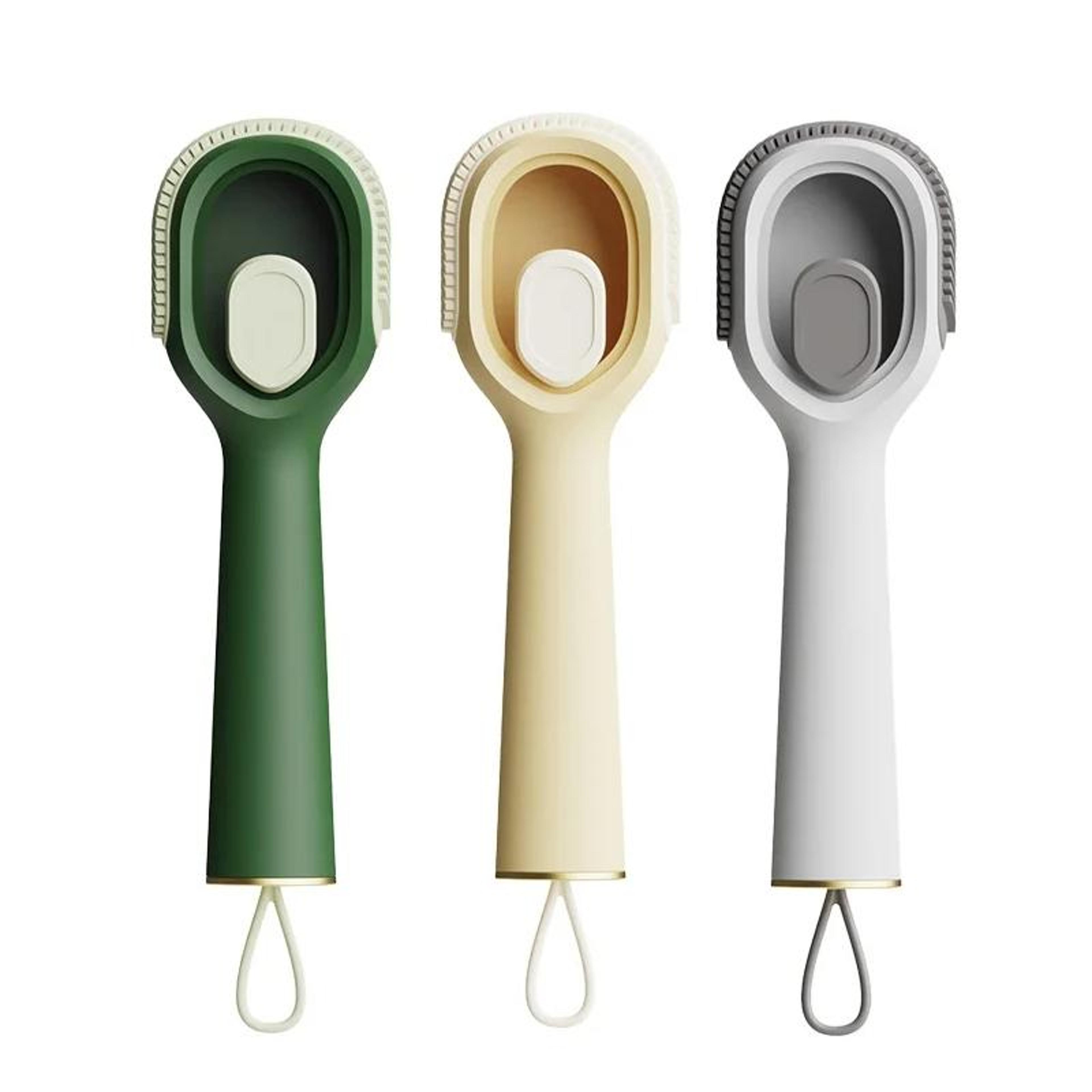 soap dispensing shoe cleaning brush for shoes, clothes and household messes