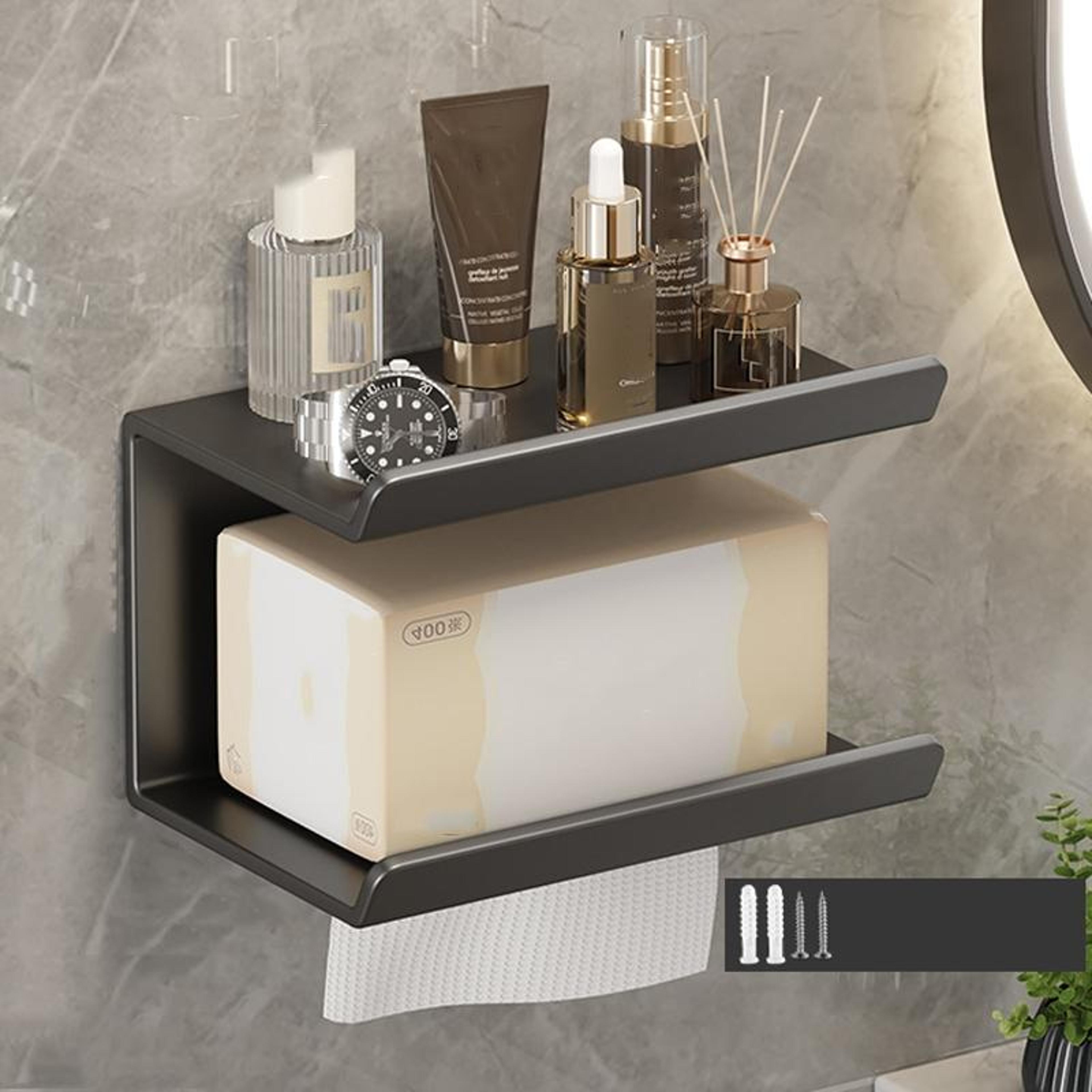 toilet paper holder with shelf wall mounted bathroom storage rack