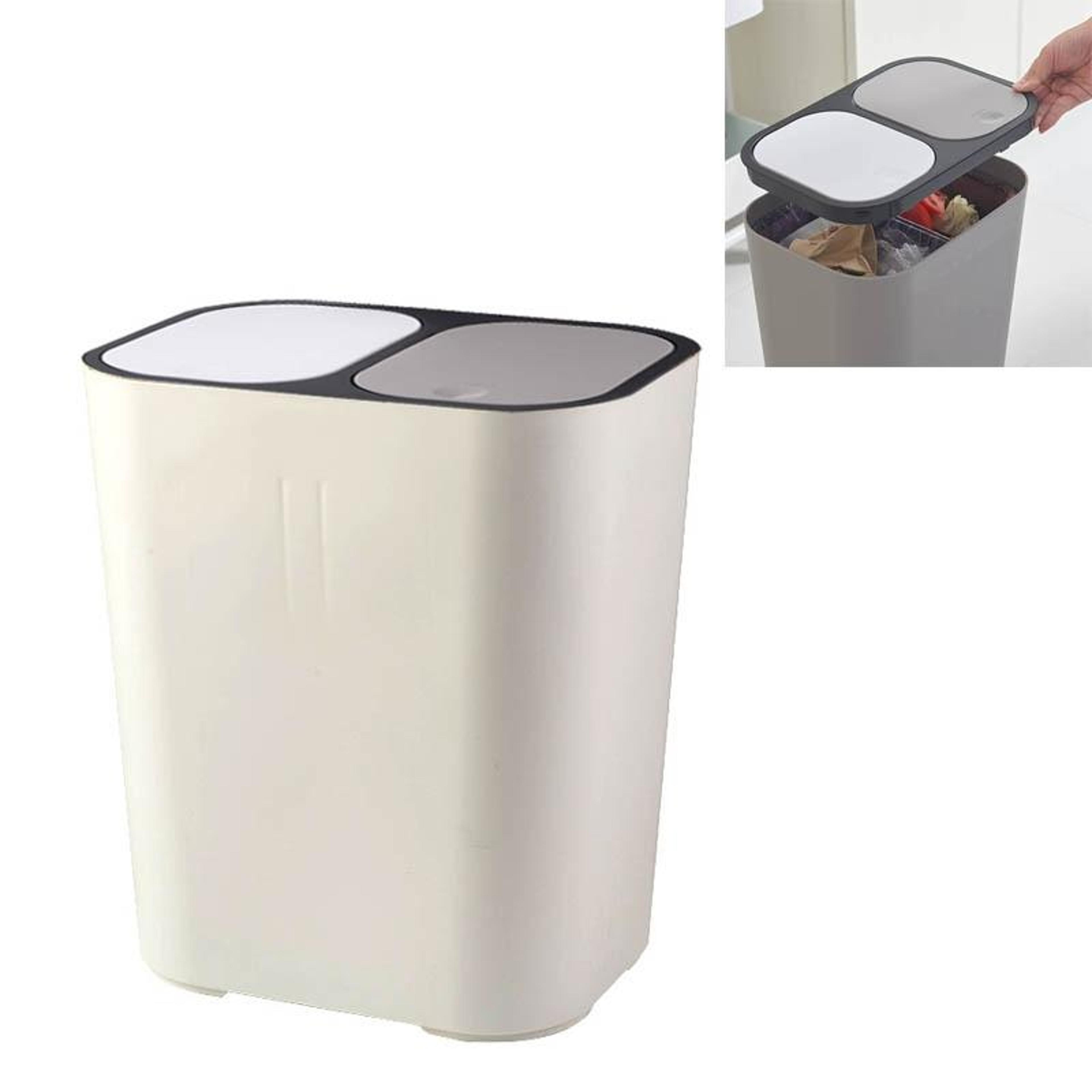 double compartment press lid kitchen waste sorting bin odor proof recycling trash can household organizer