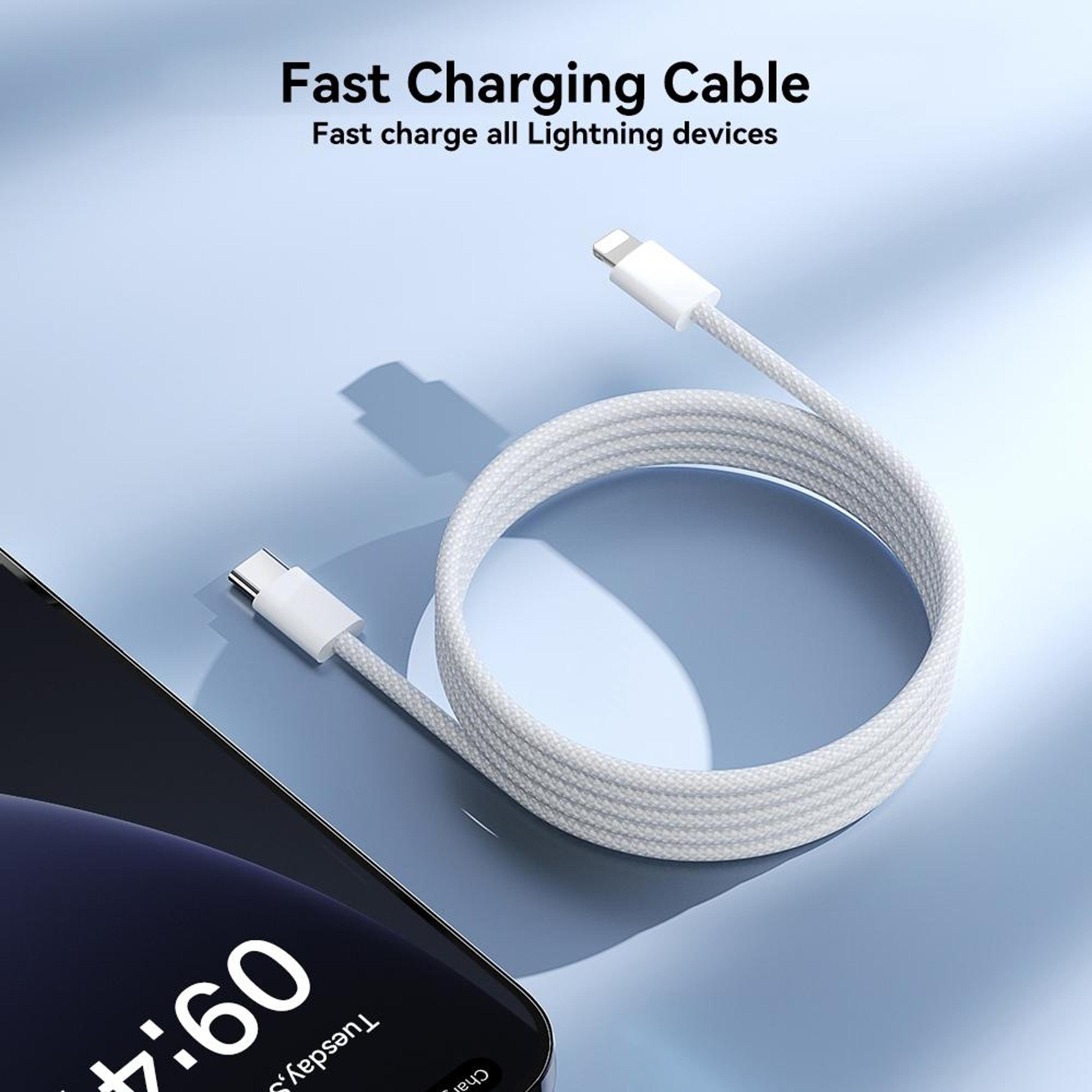 30W Fast Charging USB C To Lightning Cable Braided Durable Type C To 8 Pin Data Cable 6