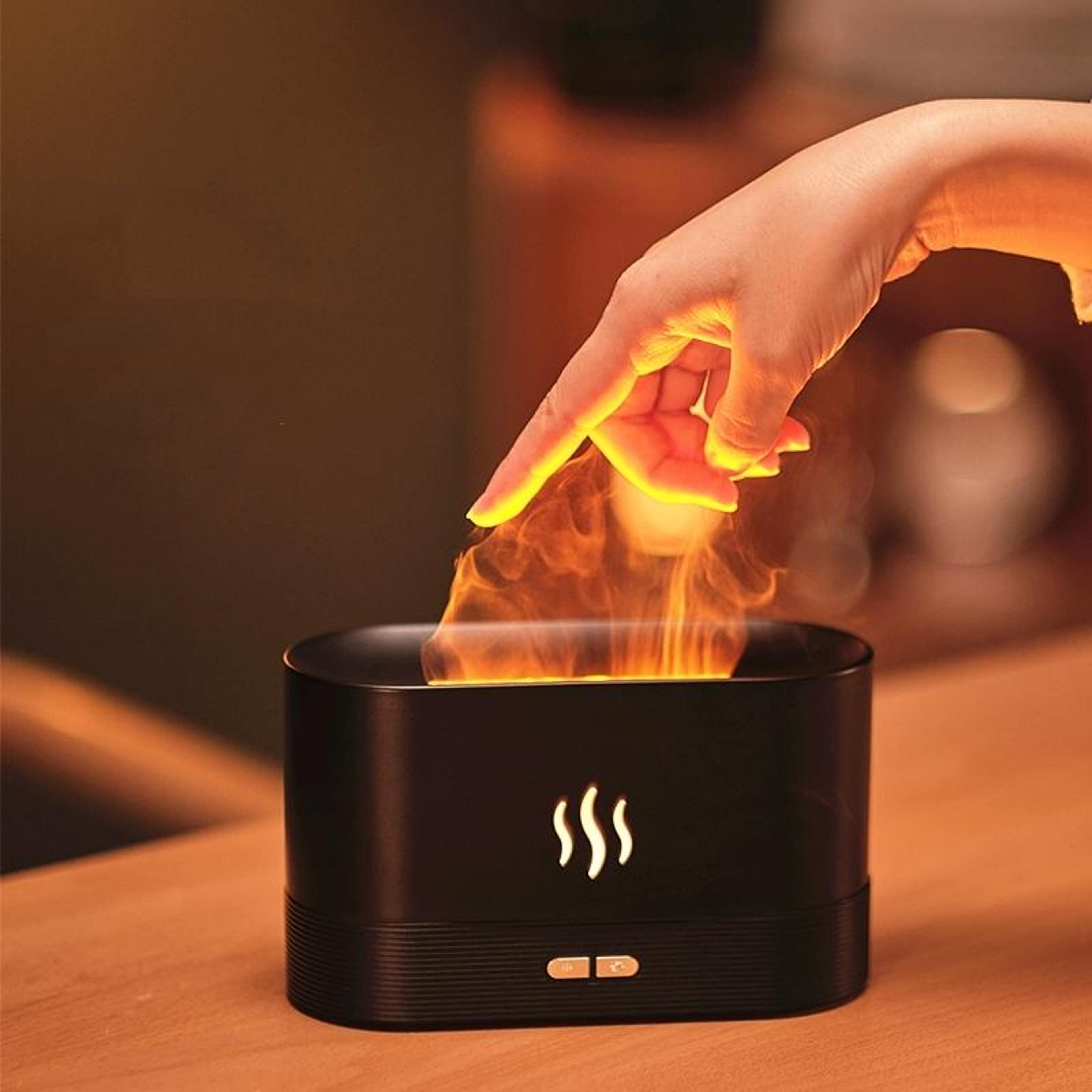 flame effect aroma diffuser humidifier night light with essential oil mist