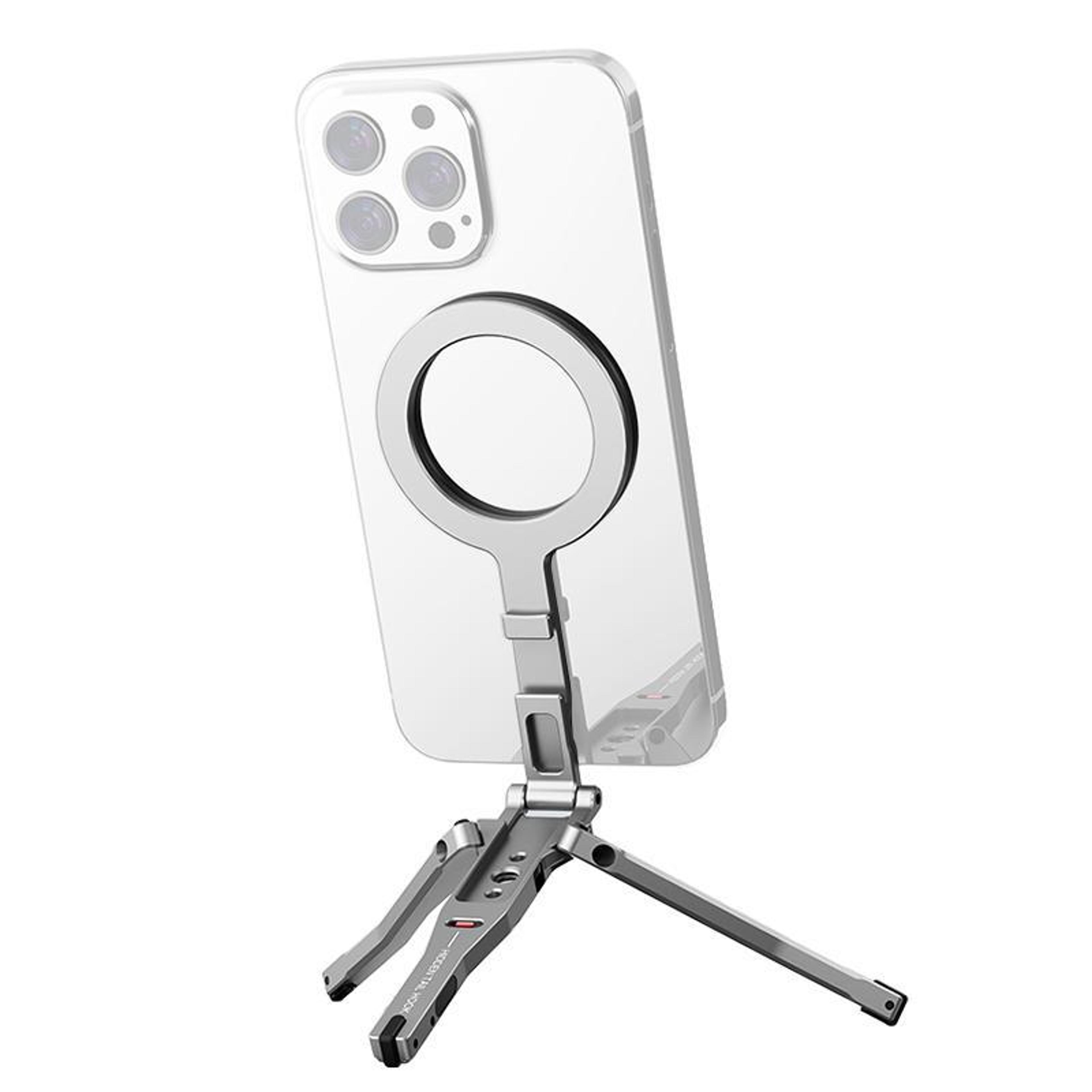 foldable magsafe tripod mount with magnetic phone stand grip and desk clamp