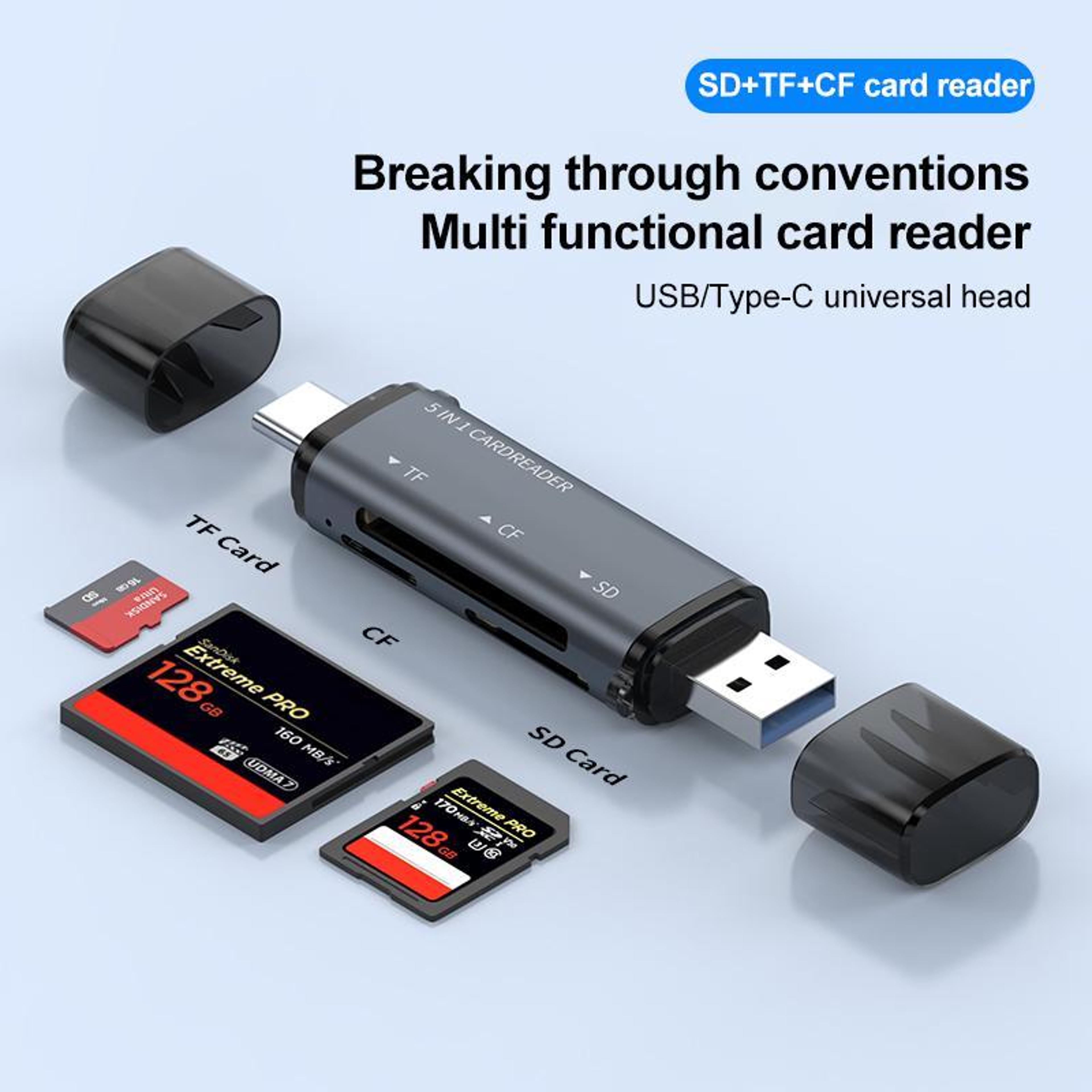 USB C 5 In 1 Card Reader Fast Multi Memory Adapter For Phone Tablet Laptop 1