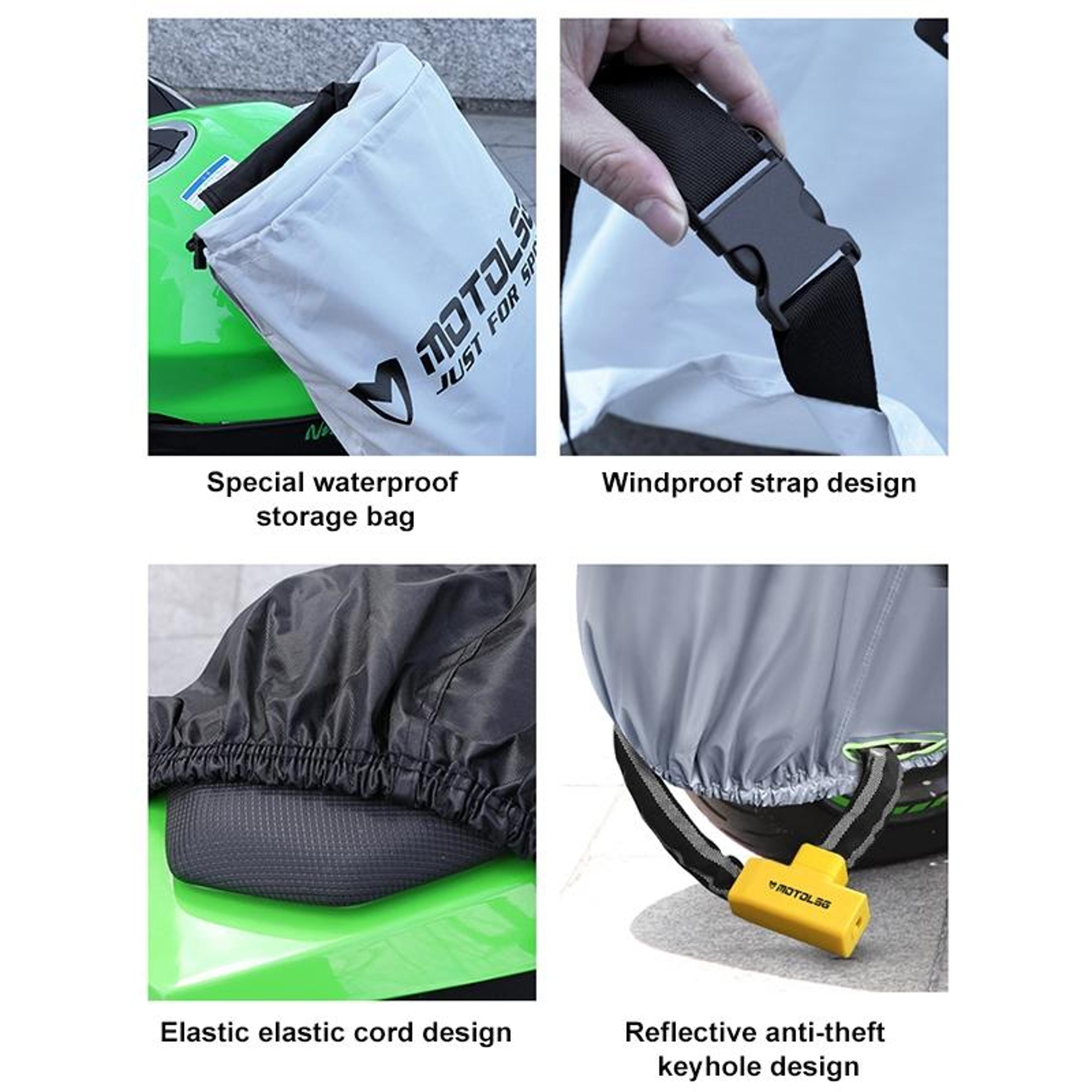 AllWeather Motorcycle Cover Waterproof UV Dustproof Protector For Outdoor Storage 5