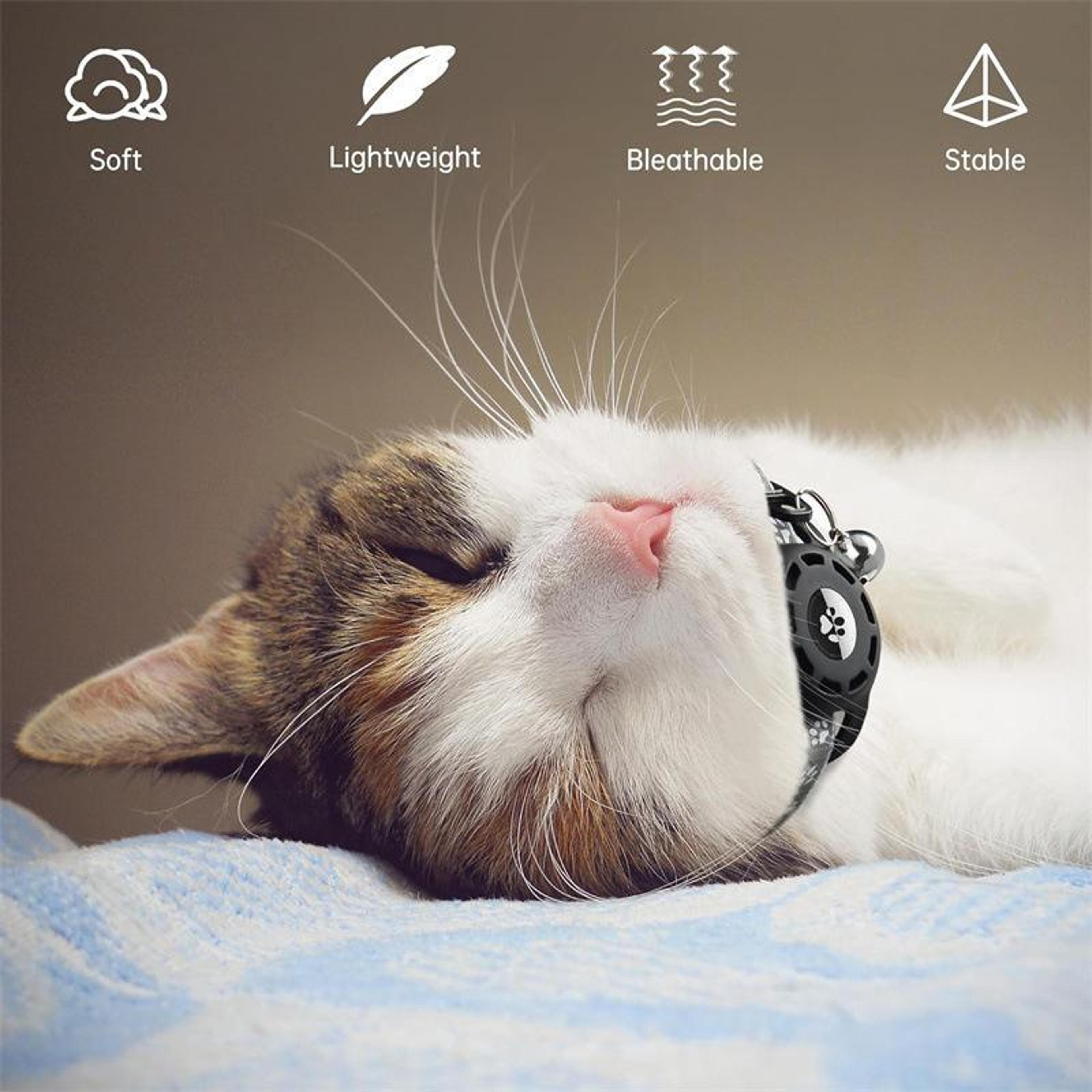 Reflective AirTag Cat Collar With Silicone Case Adjustable Pet Tracker Collar With Bell 5