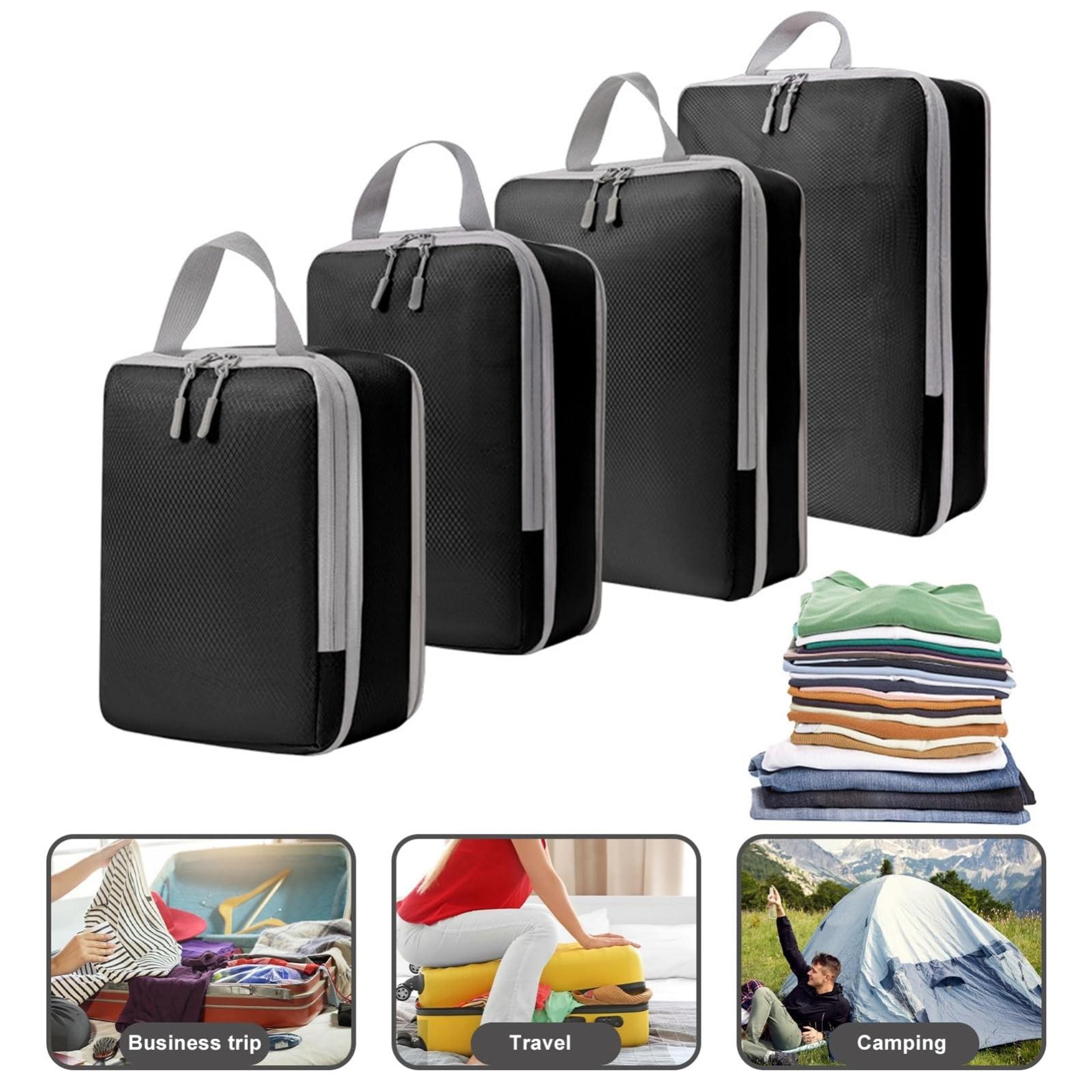 8 in 1 compression packing cubes set, expandable travel organizer bags for smart luggage storage