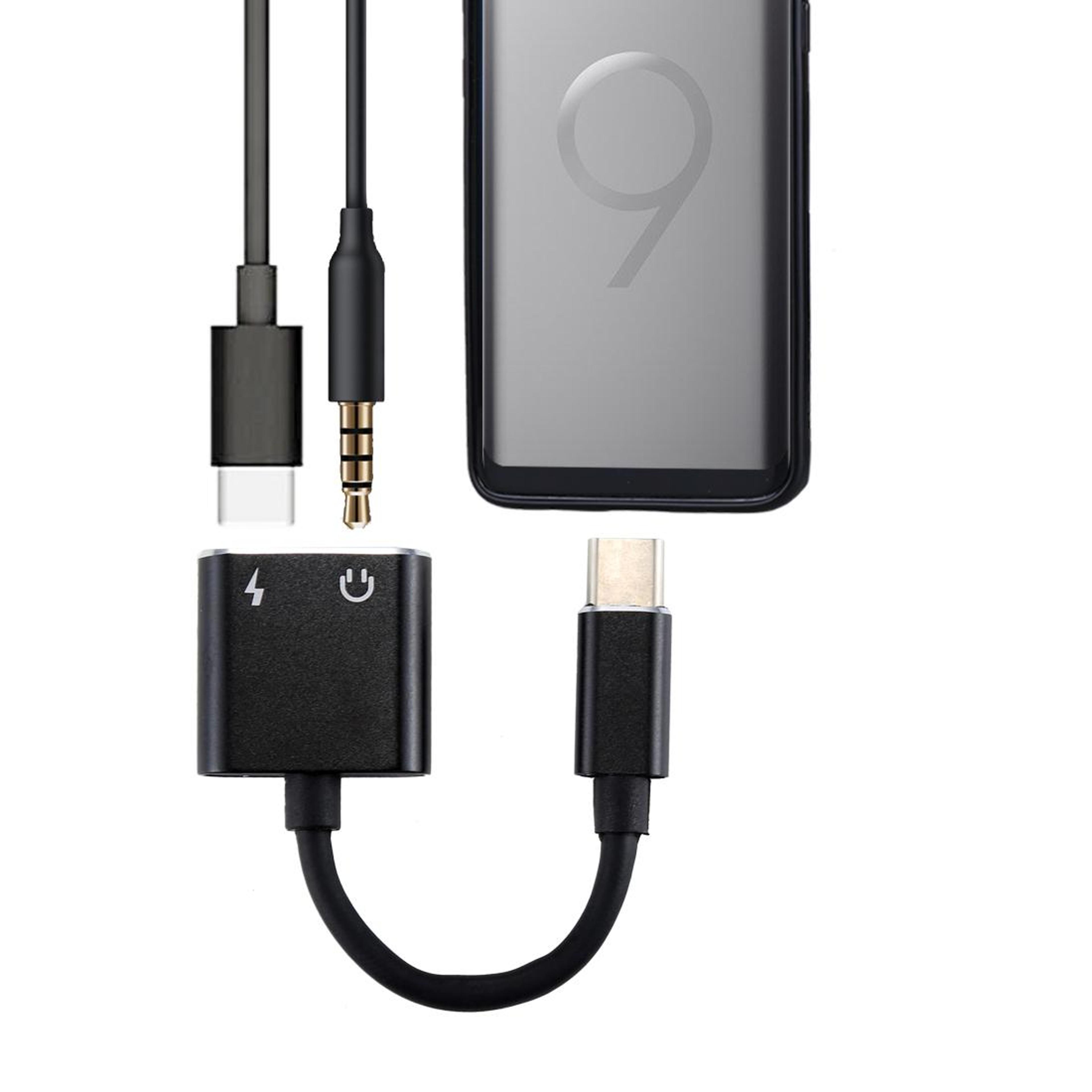2 in 1 usb c audio adapter with charging splitter for headphones and power