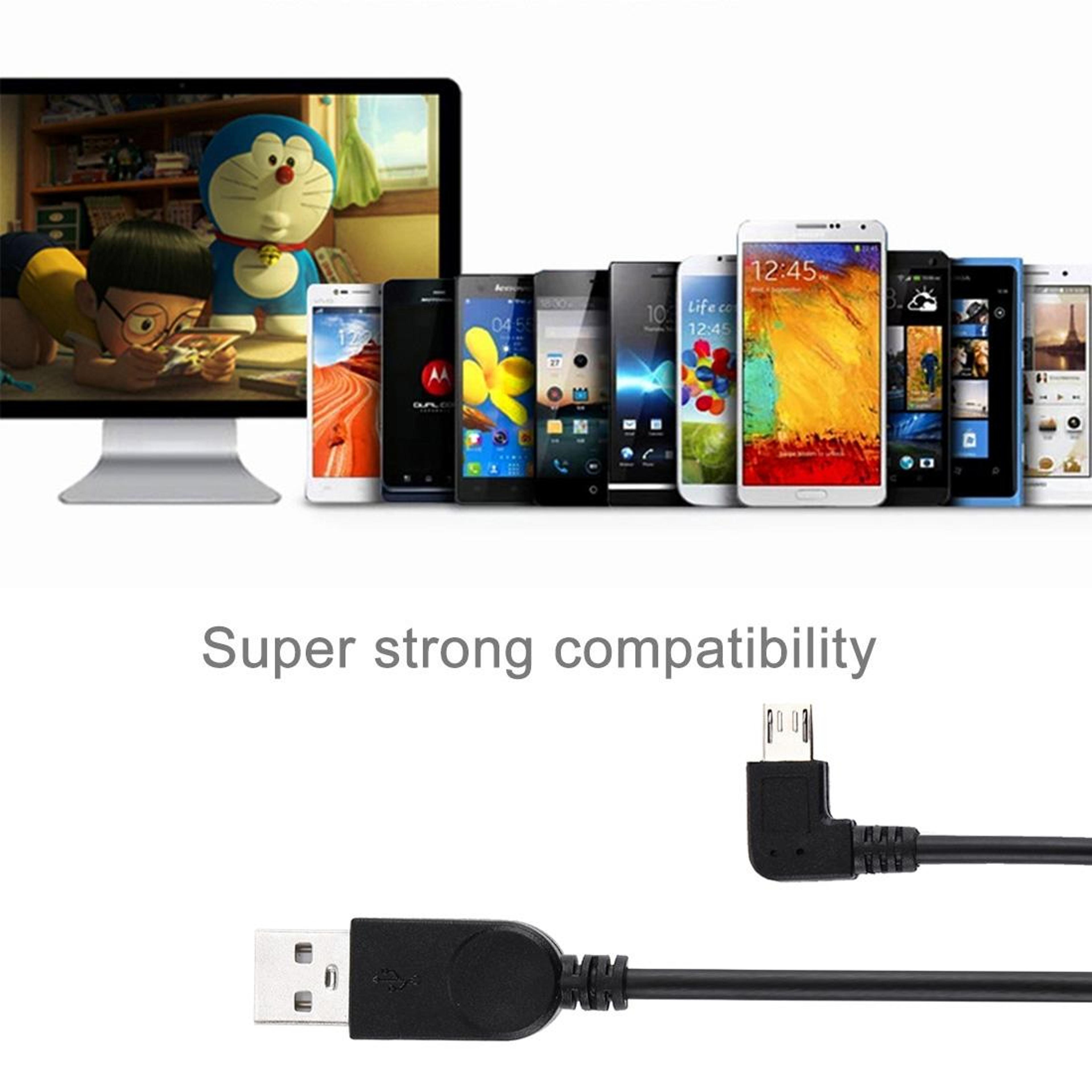90 Left Angle Micro USB Charging Cable Short Fast Sync Cord For Android Devices 2