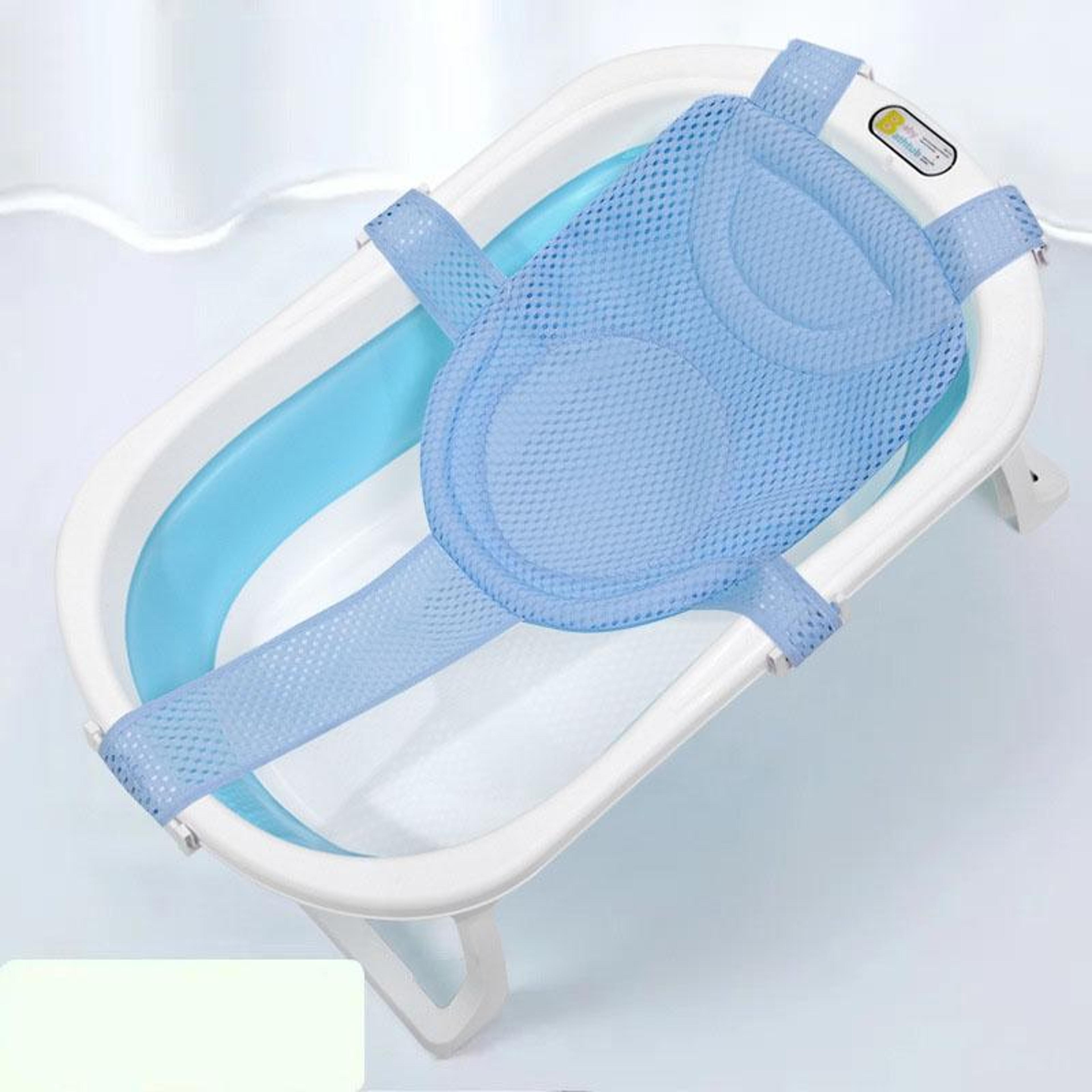 adjustable baby bath support net with soft pillow non-slip newborn bath seat sling for safe bathing