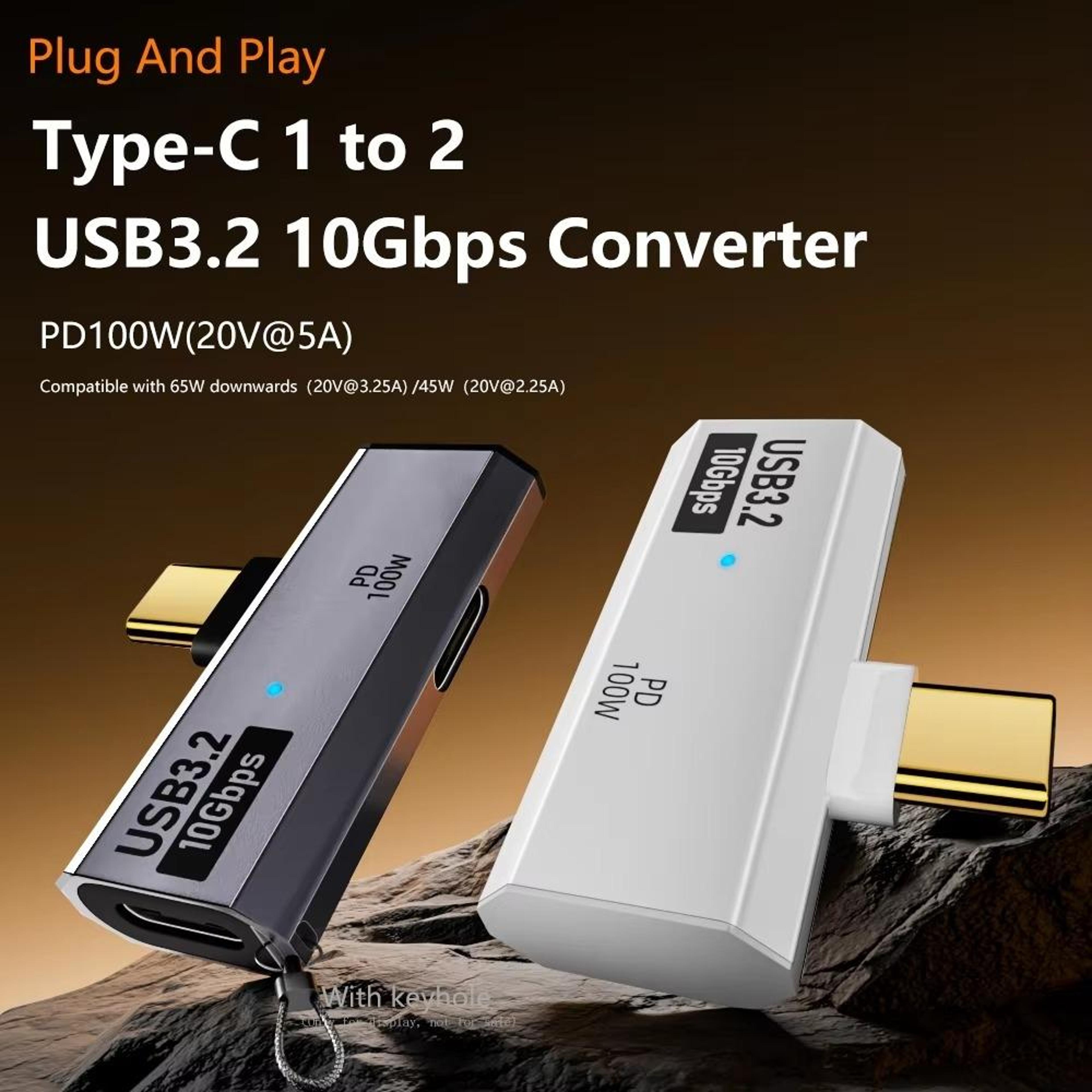USB C Splitter Adapter OTG PD 100W Dual USB C Charging Hub 2