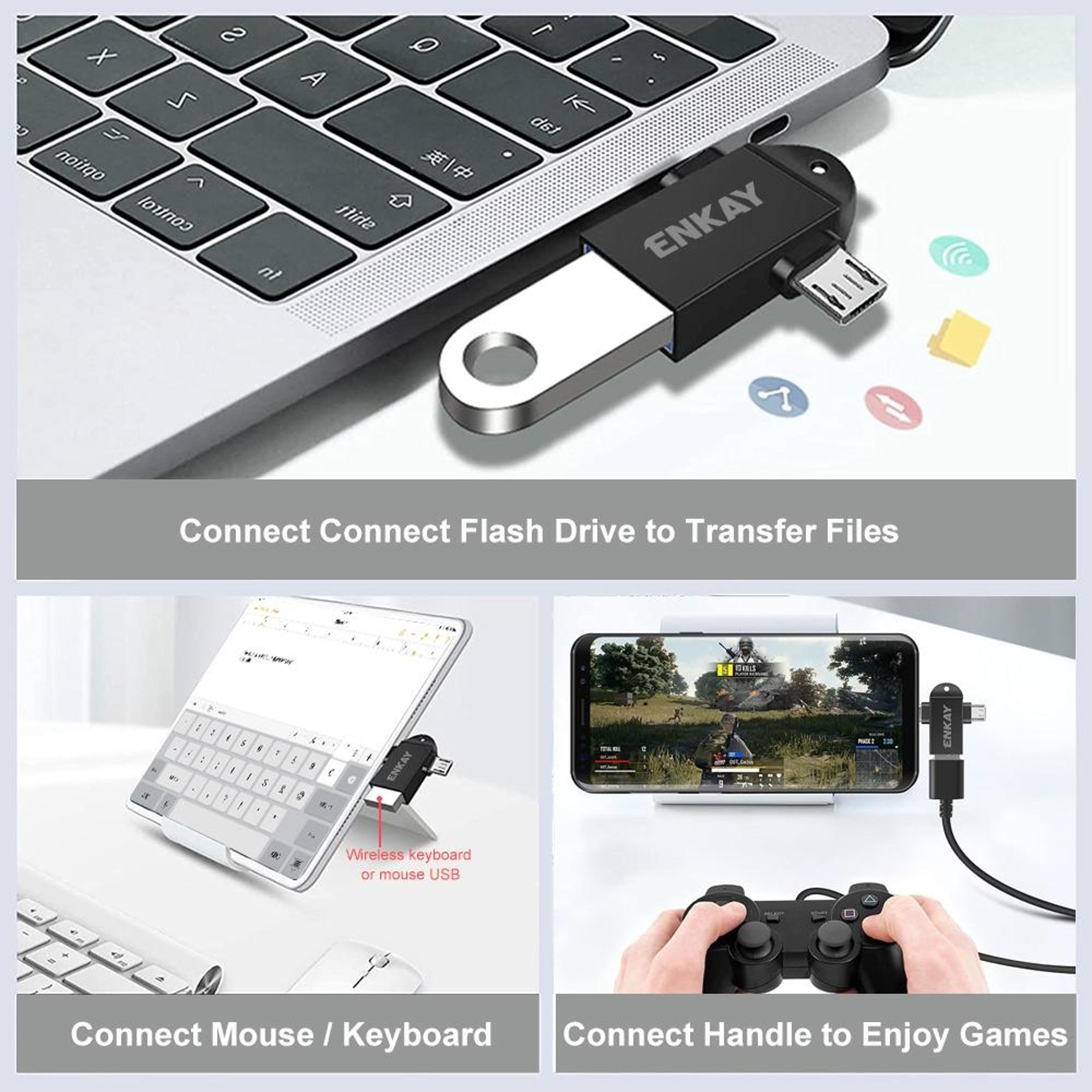 2 In 1 USB C  Micro USB OTG Adapter USB High Speed Data Transfer Dongle 2
