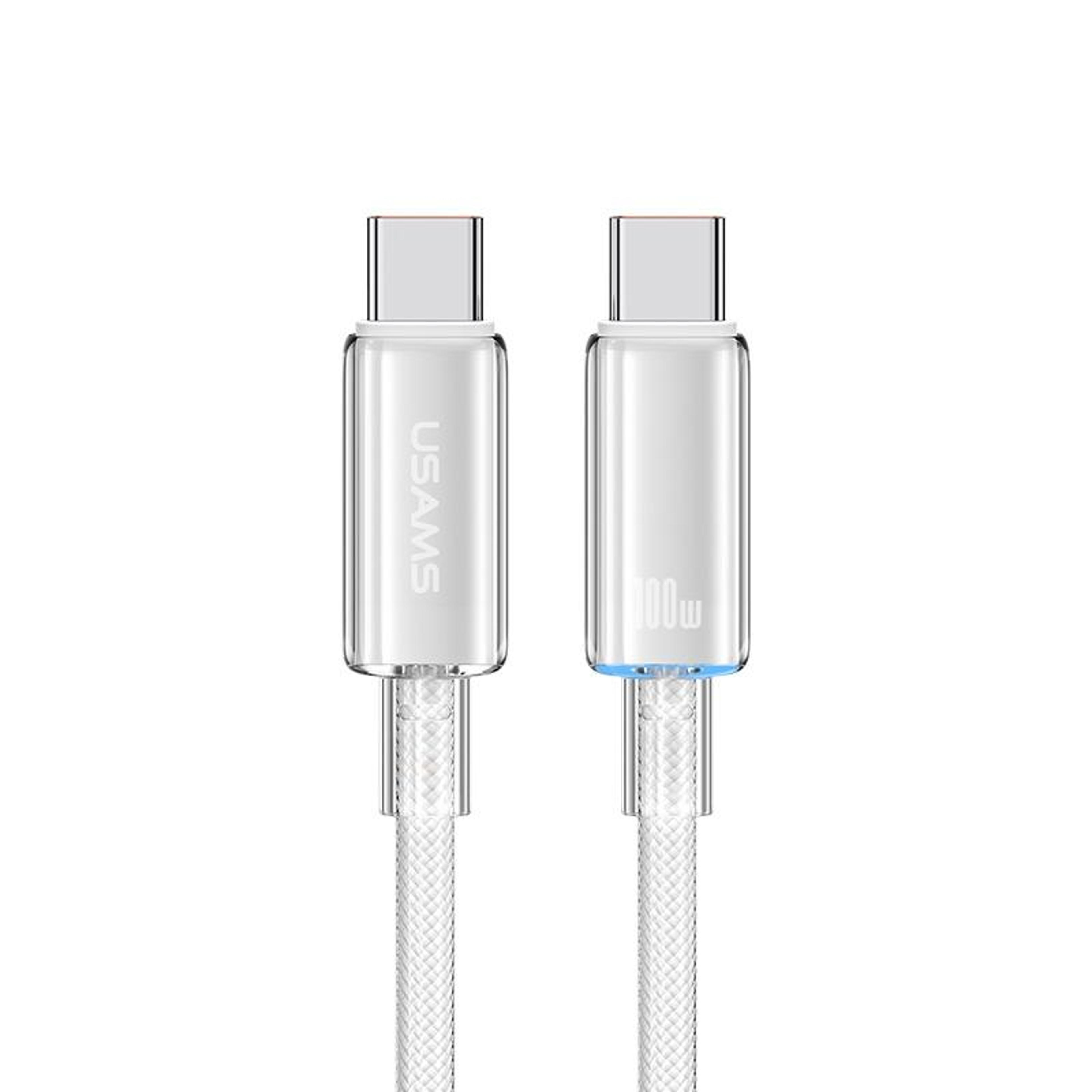 100W Type C Fast Charging Cable With LED Indicator Braided USB C Data Cable 0