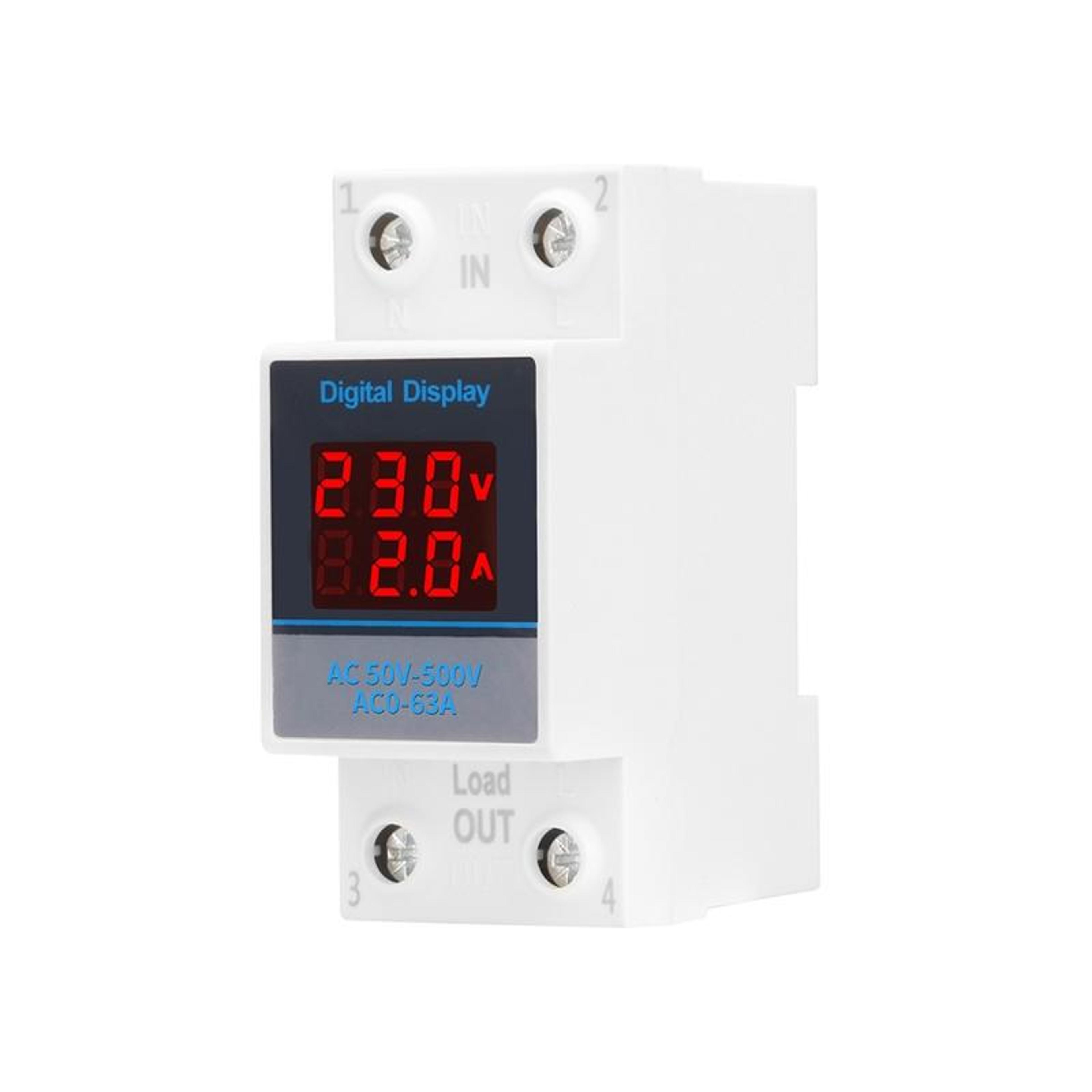 dual display din rail voltage current meter for home electrical monitoring