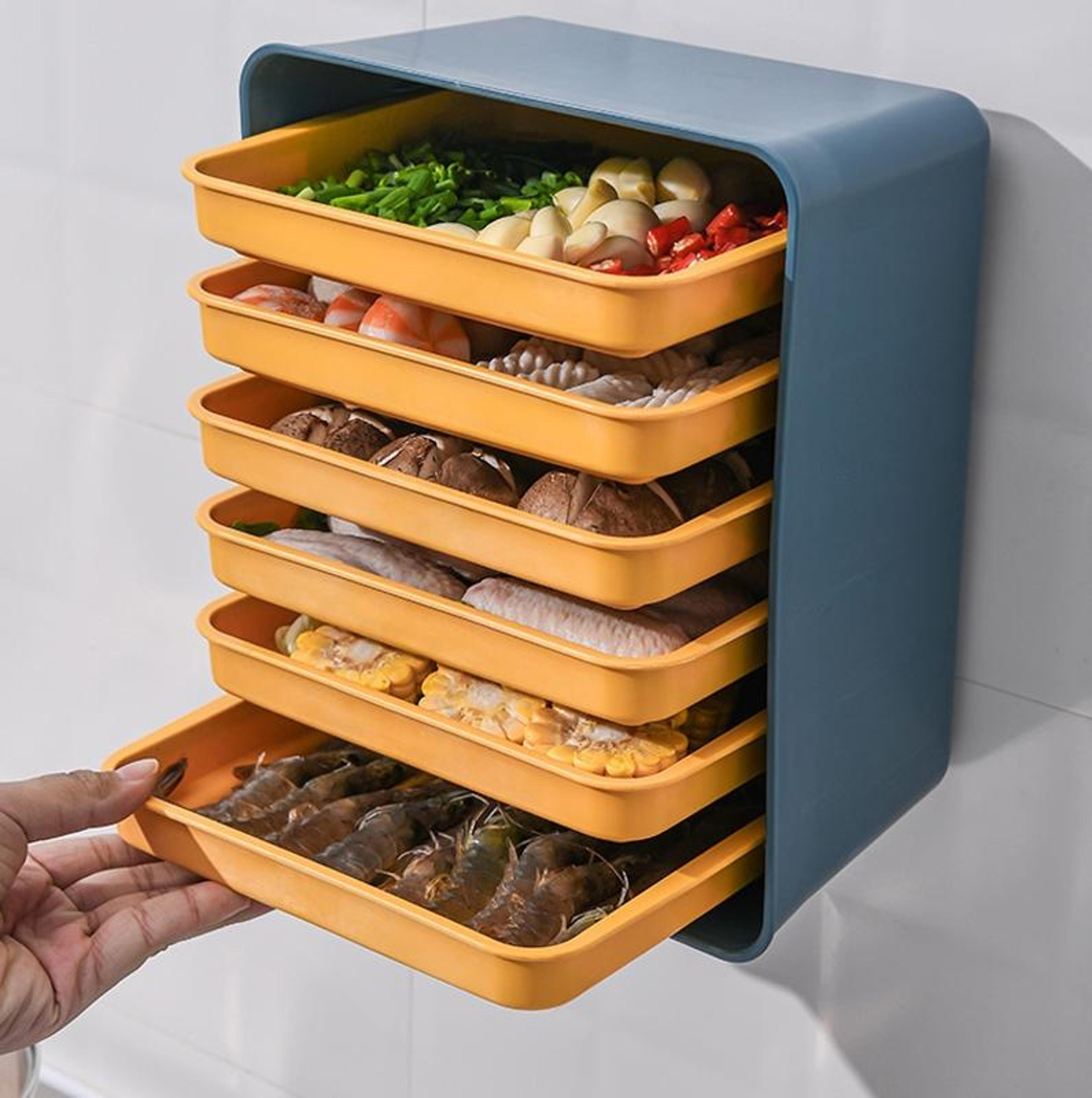6-tier wall mounted kitchen organizer multi layer dish rack with drawer trays